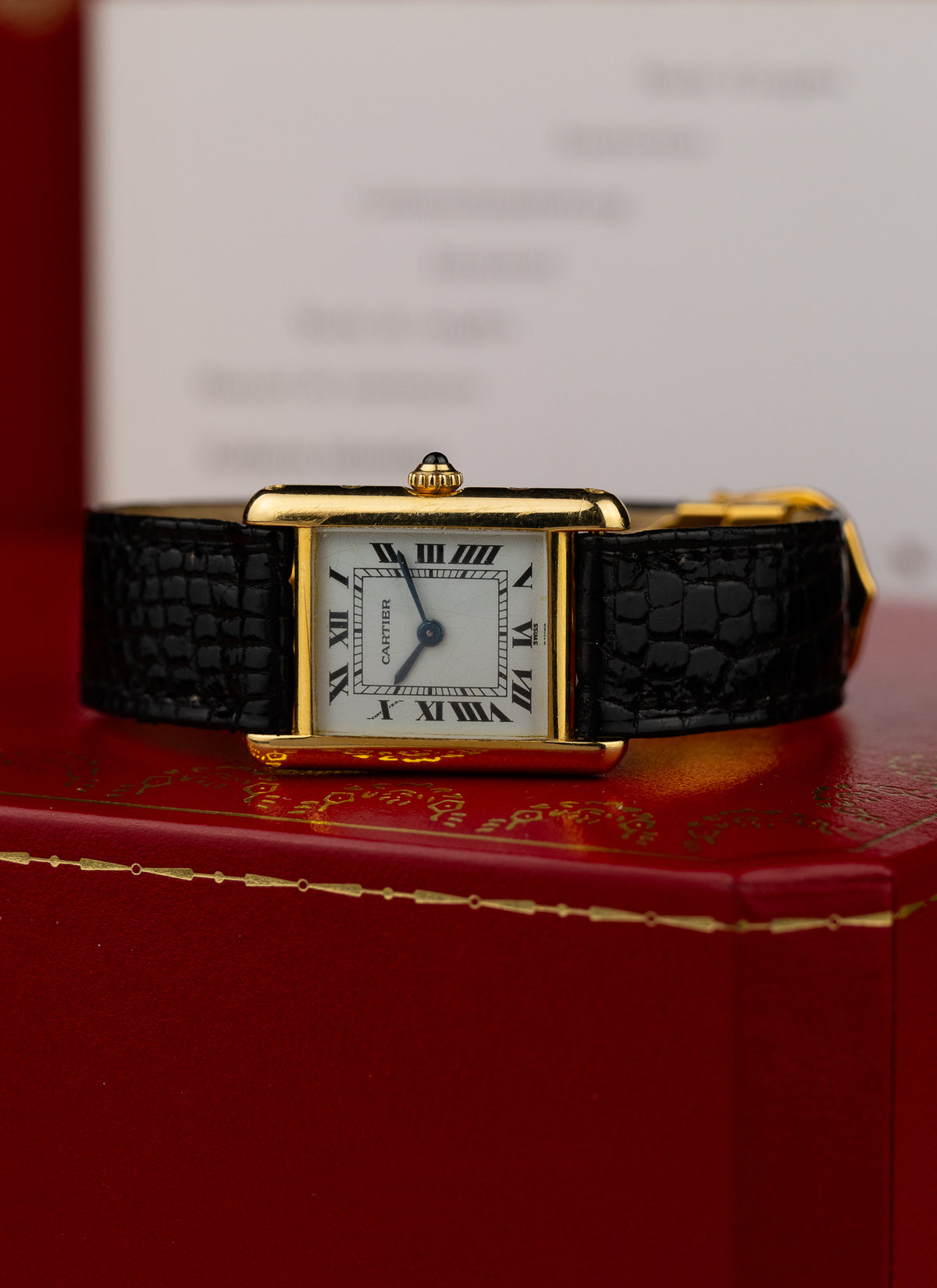 1990s 18K Lady Cartier Tank Louis 66001 Box