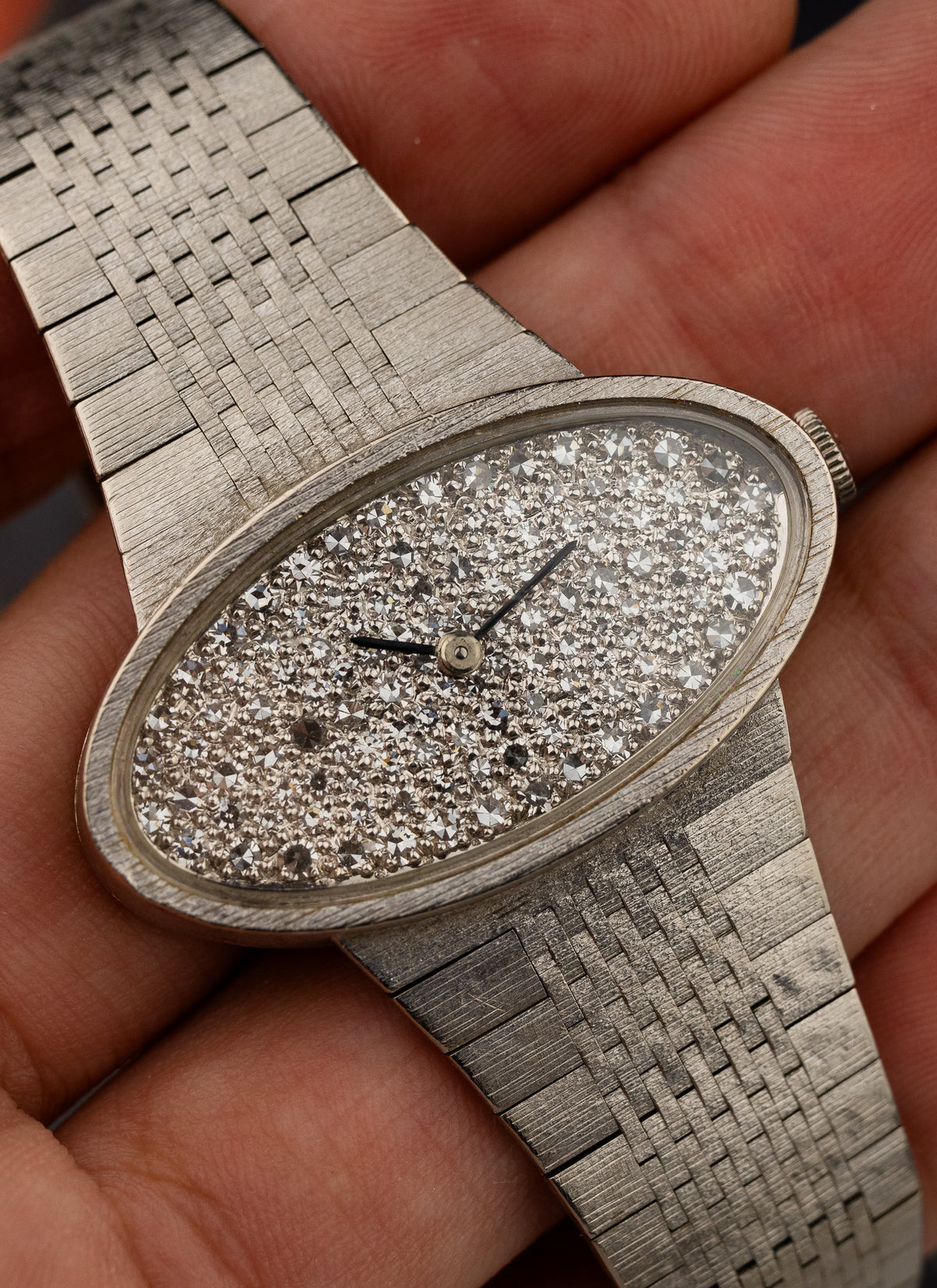 1970s 18K Lady Ebel White Gold Diamonds Pavé Dial