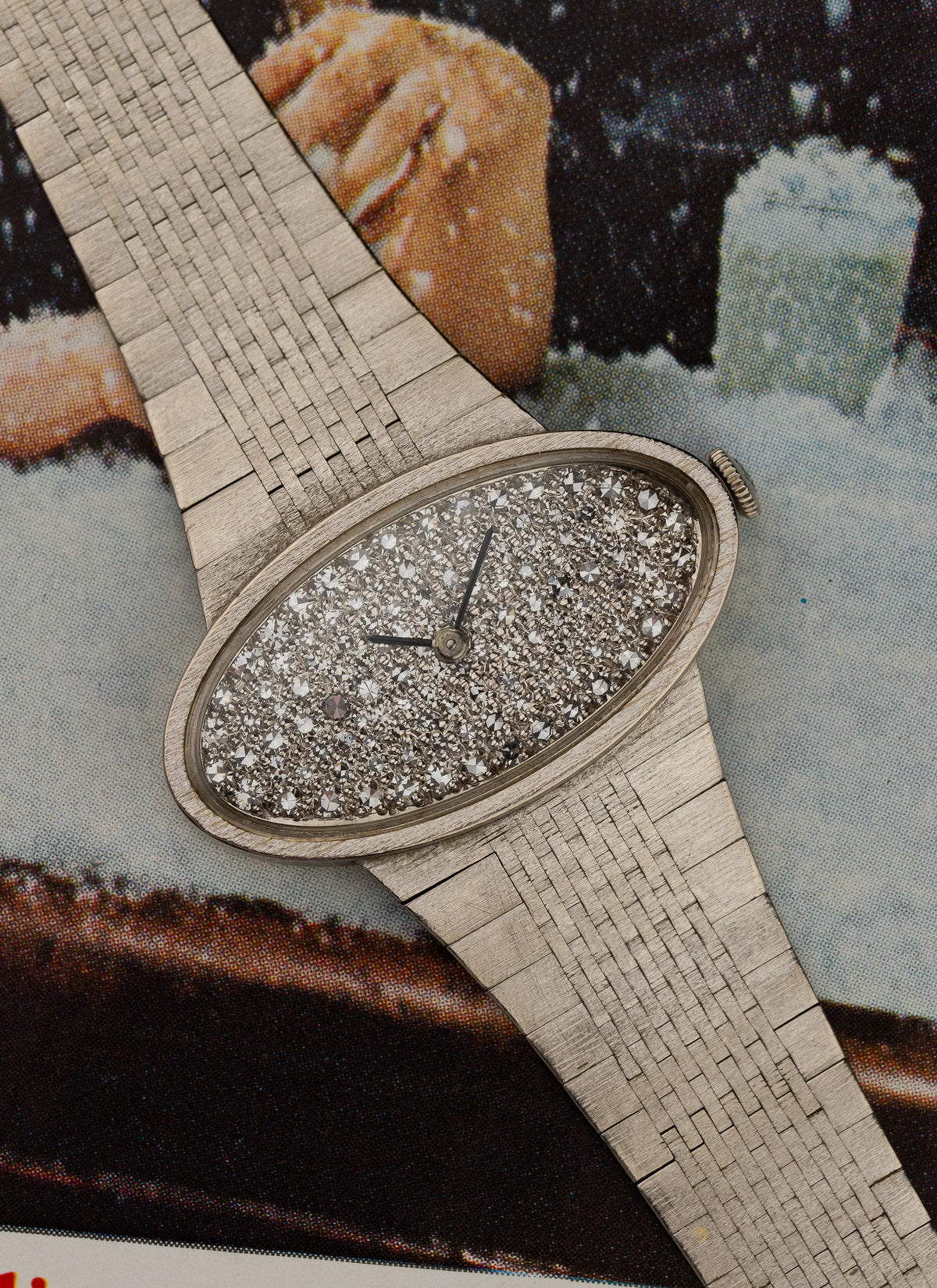 1970s 18K Lady Ebel White Gold Diamonds Pavé Dial