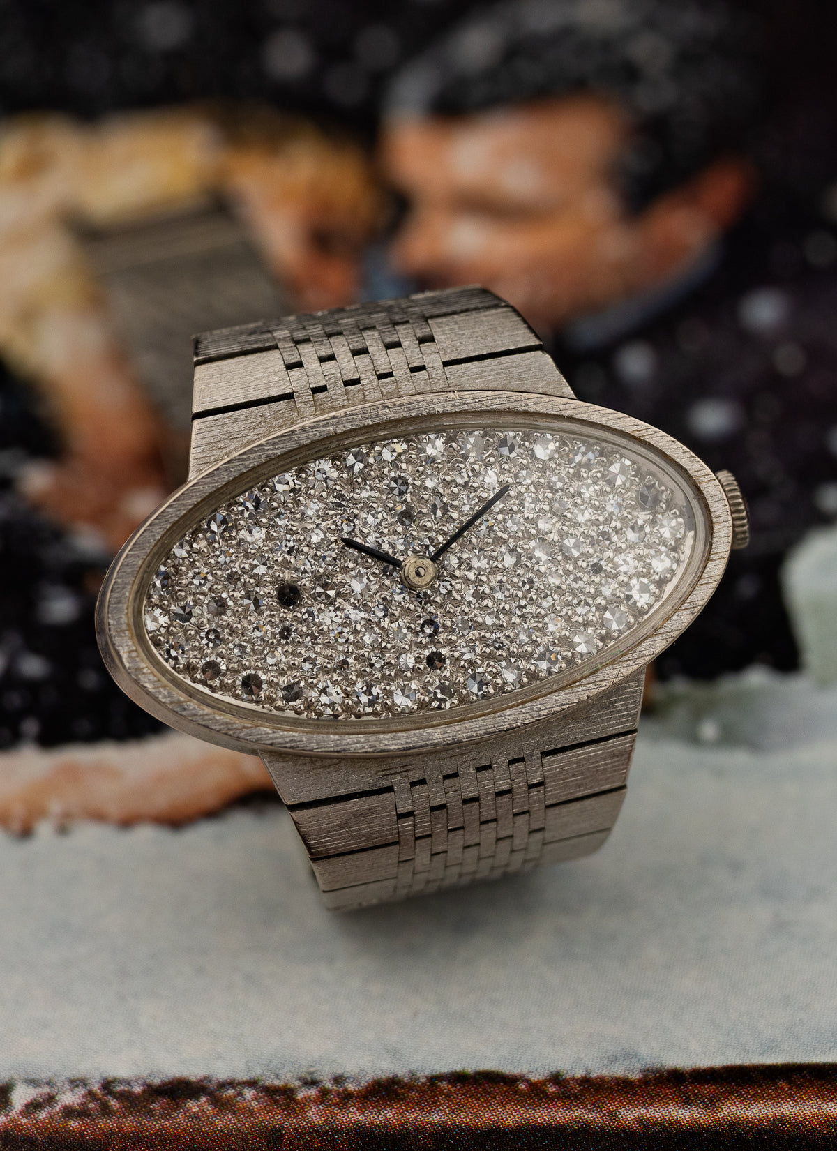 1970s 18K Lady Ebel White Gold Diamonds Pavé Dial