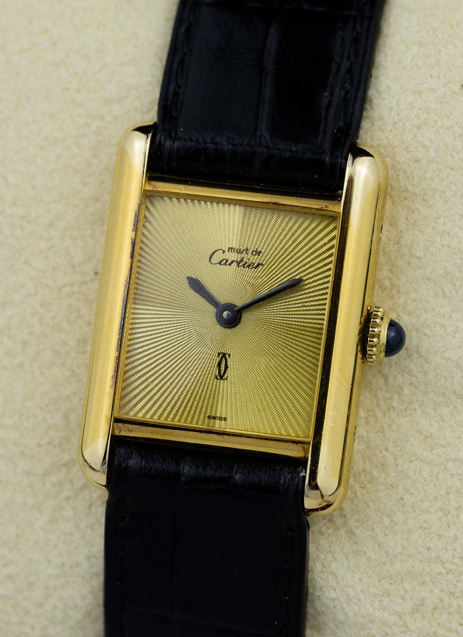 1980s Lady Cartier Must Tank Manual Winding „Discor Dial”