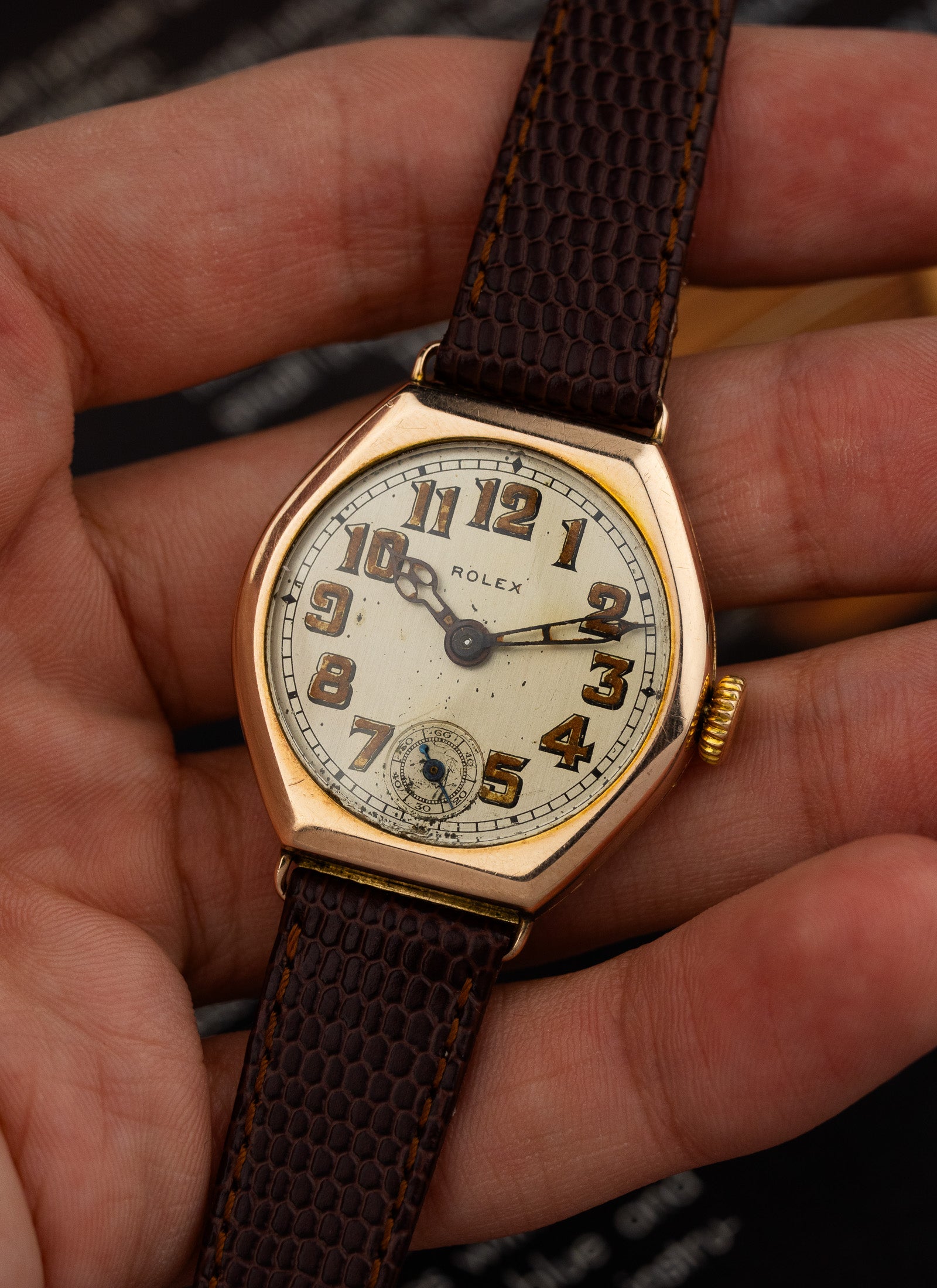 1933 9K Rolex Trench Radium Dial