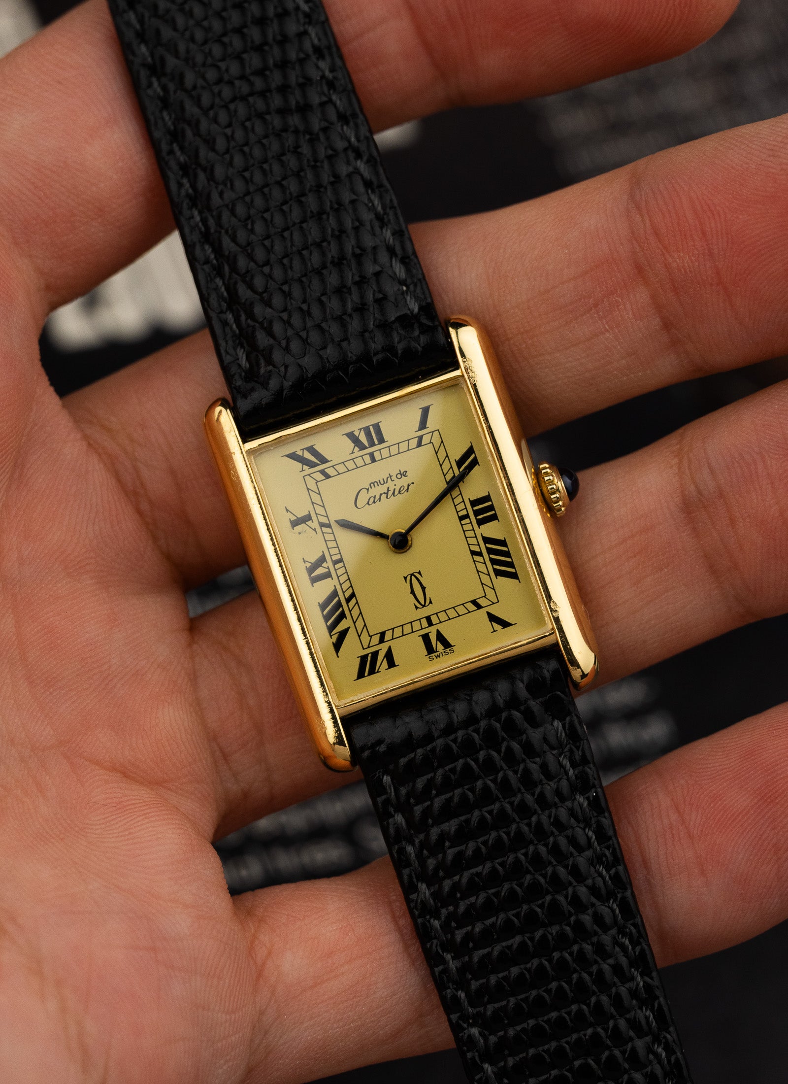 1980s Cartier Must Tank Ivory Manual Winding Serviced
