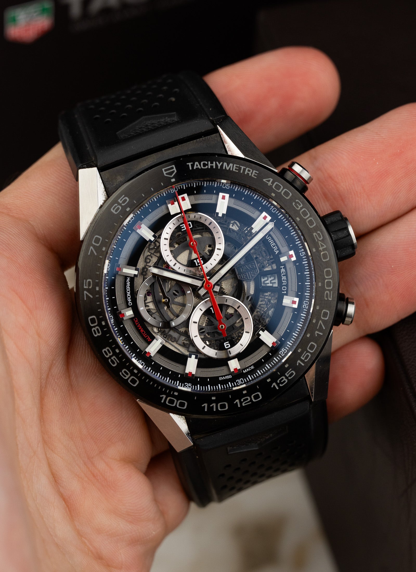 TAG Heuer Carrera Cal. Heuer 01 Skeleton Ceramic Bezel CAR2A1z 45mm Full Set Kruk