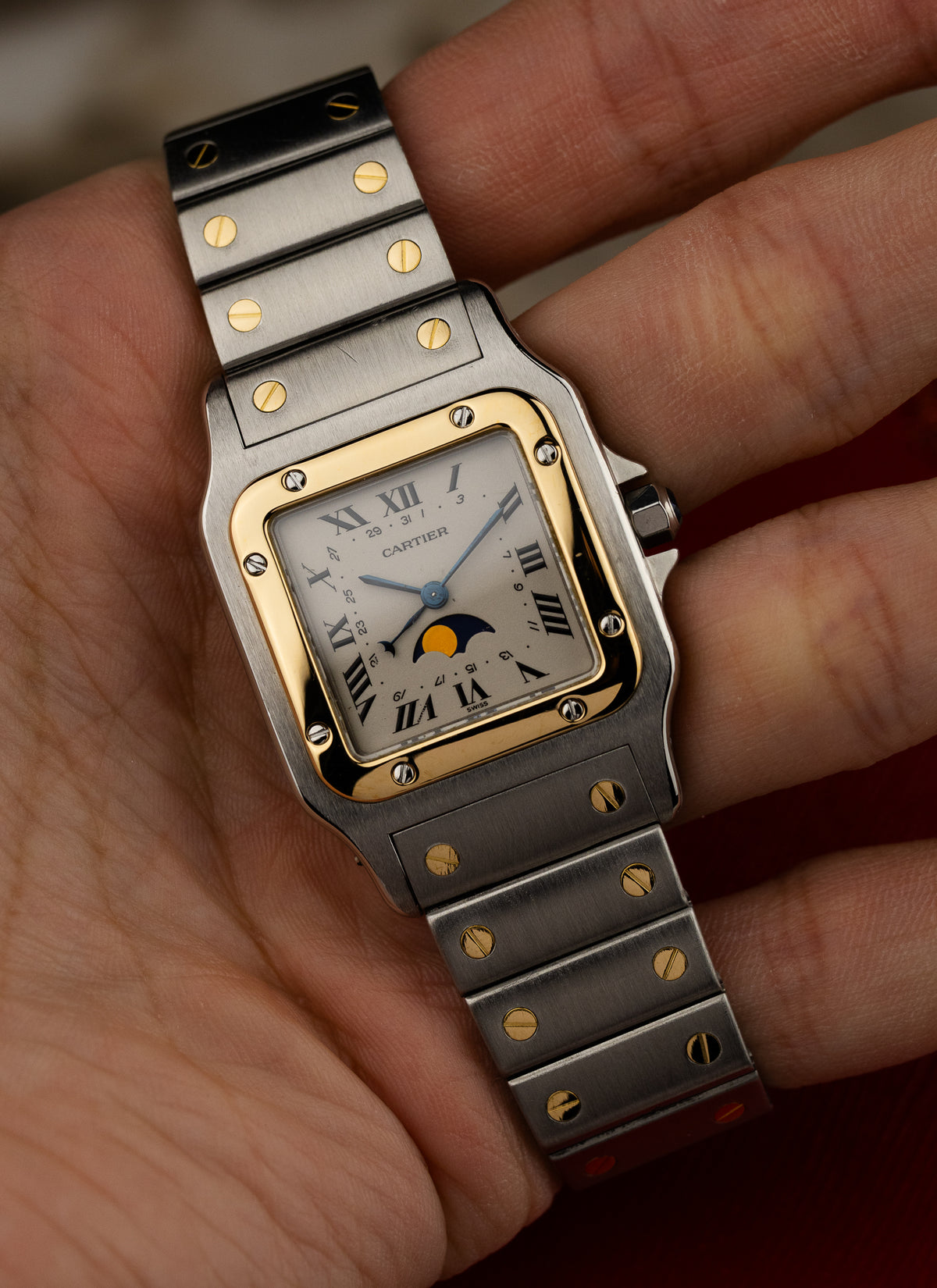 1990s Cartier Santos Moonphase Bicolor 119901 Box Serviced