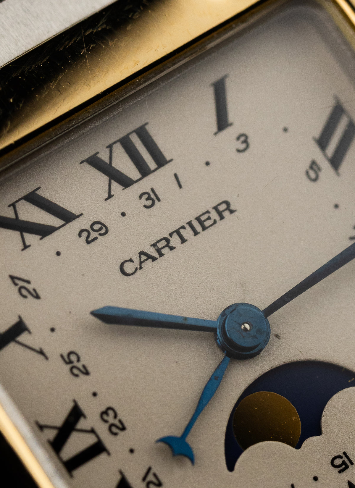 1990s Cartier Santos Moonphase Bicolor 119901 Box Serviced