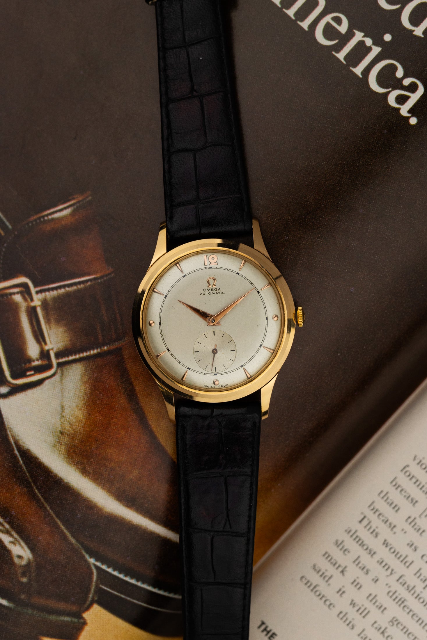1948 18K Omega Trésor Sub Second Bumper cal. 332 Serviced