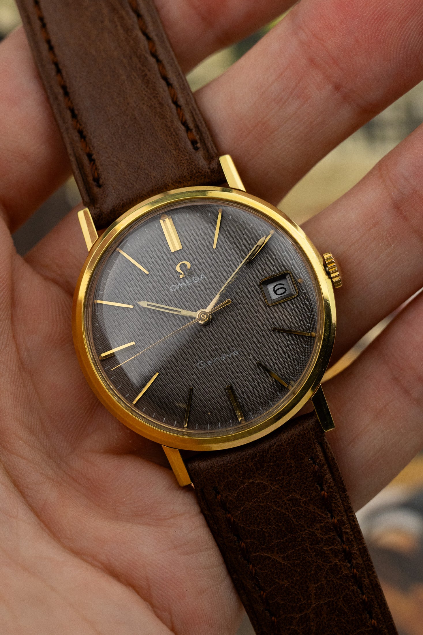 1968 Omega Geneve 132.00019 cal. 613 Grey Linen Dial