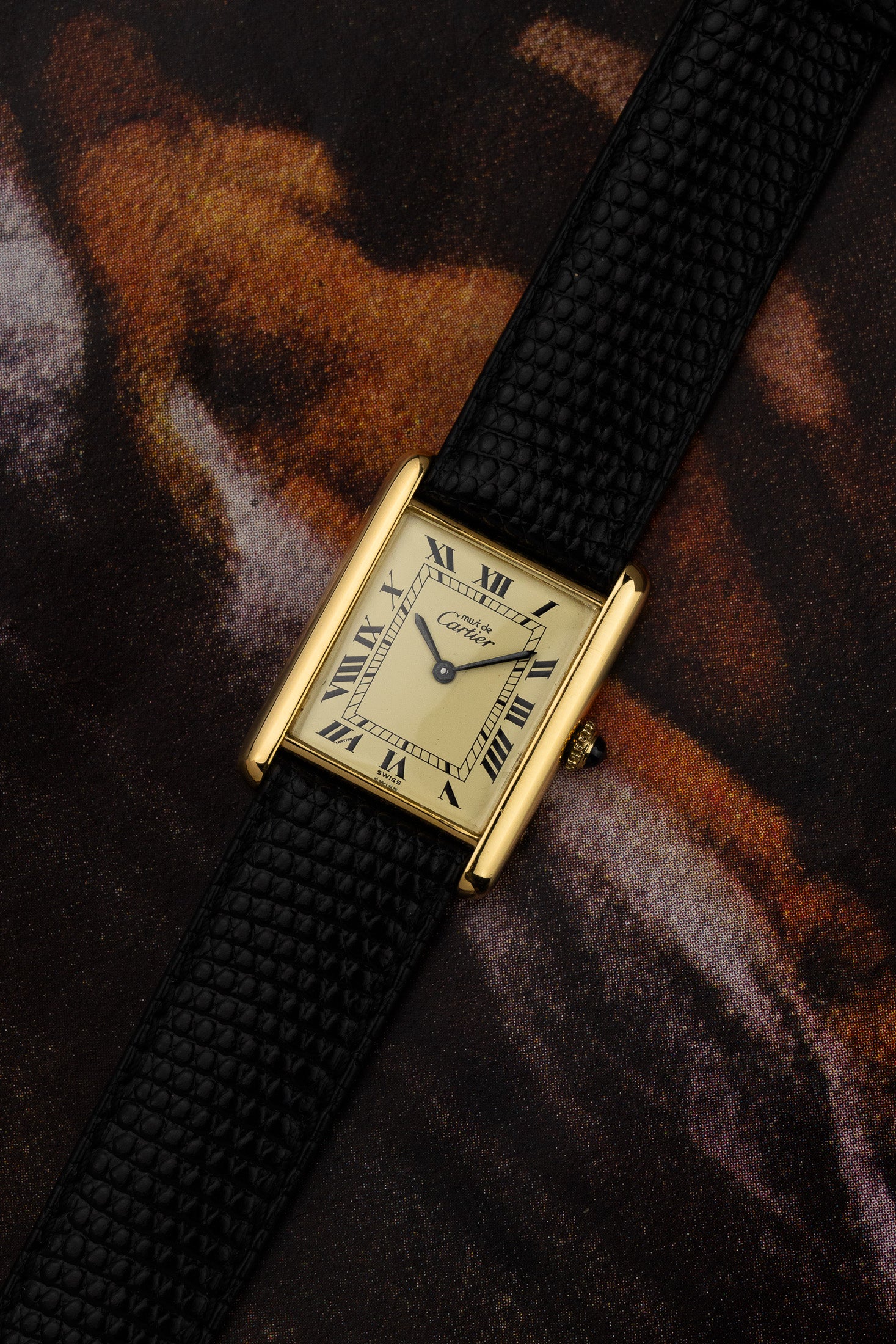 1980s Must de Cartier Tank Ivory Roman Dial Manual Wind Serviced