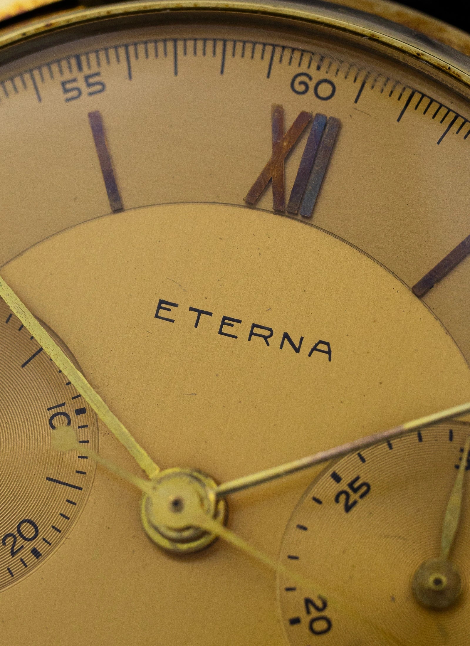 1943 14K Eterna Two Register Chronograph Valjoux 22