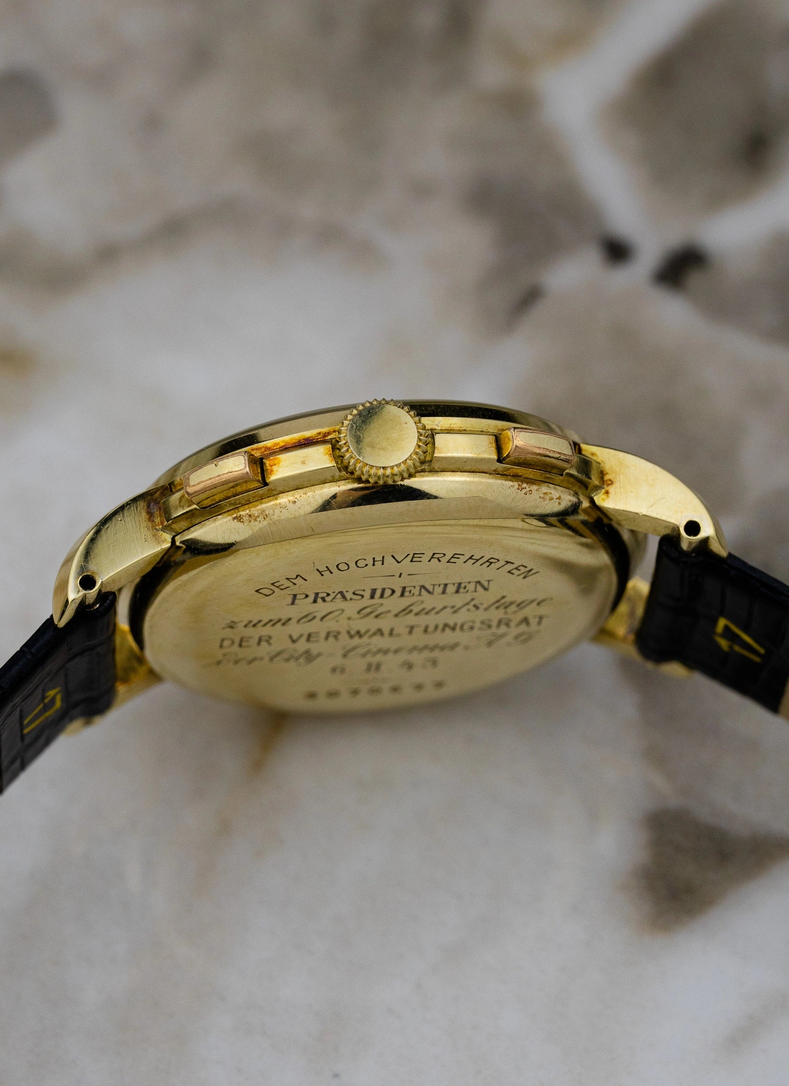 1943 14K Eterna Two Register Chronograph Valjoux 22