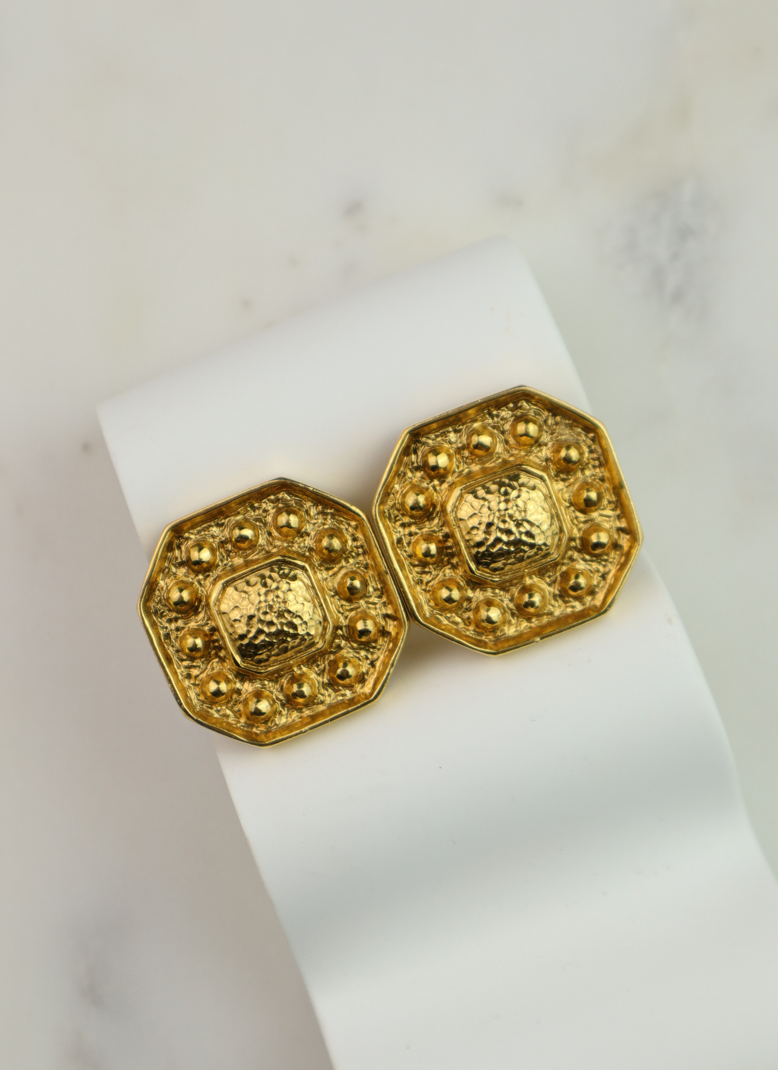 Yves Saint Laurent - ośmiokątne klipsy vintage