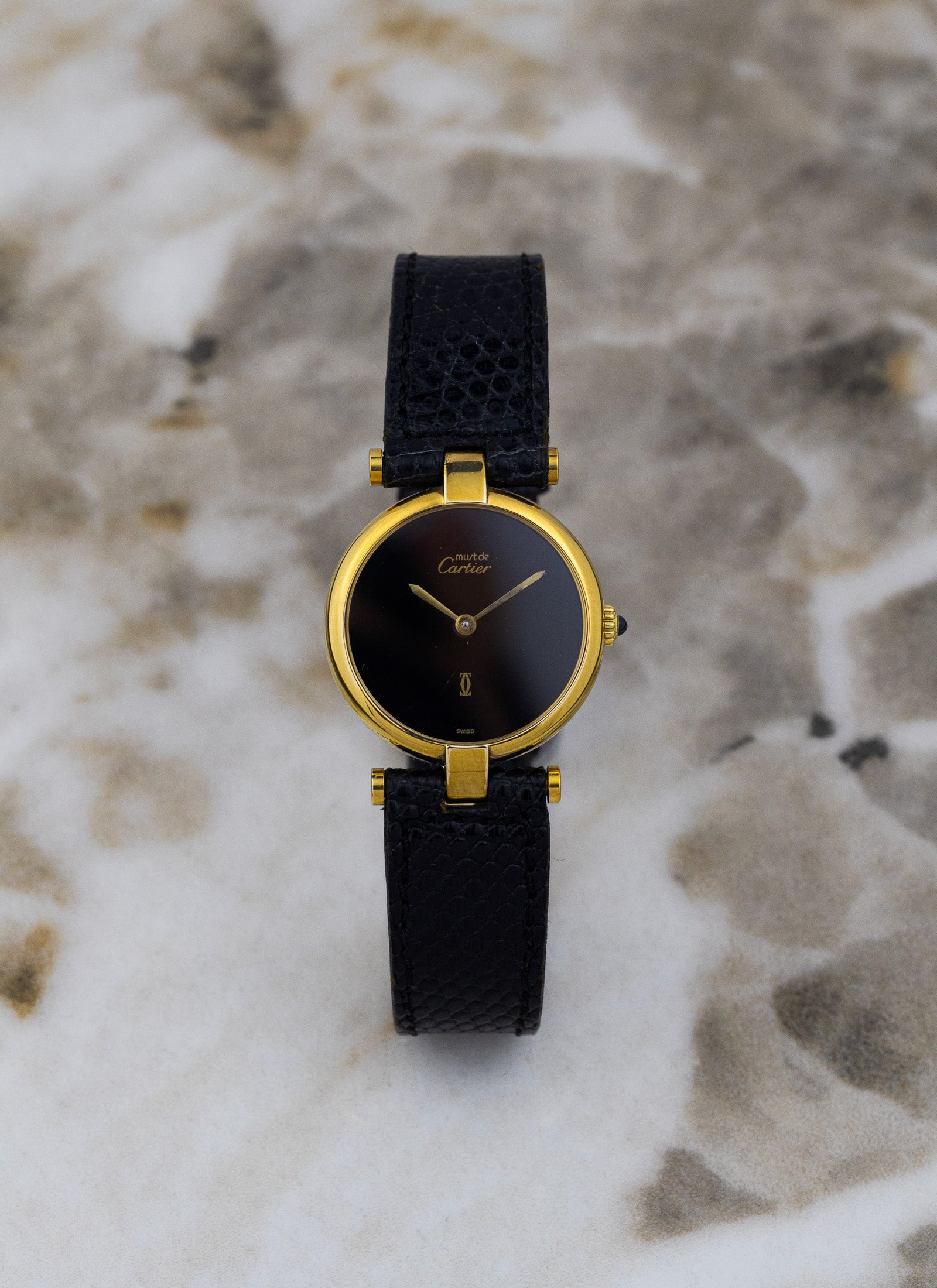 1990s Must de Cartier Vendome Black Dial