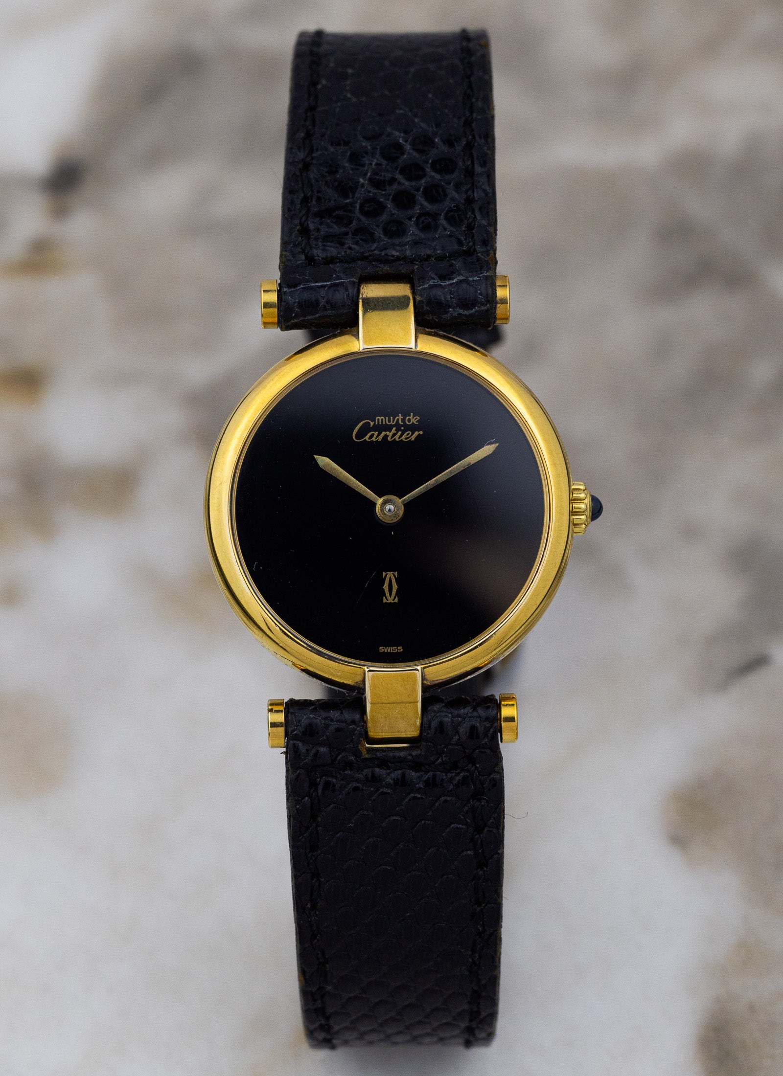 1990s Must de Cartier Vendome Black Dial