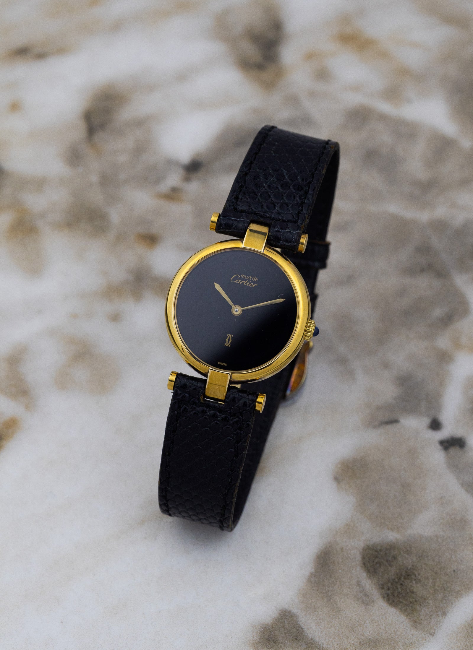 1990s Must de Cartier Vendome Black Dial