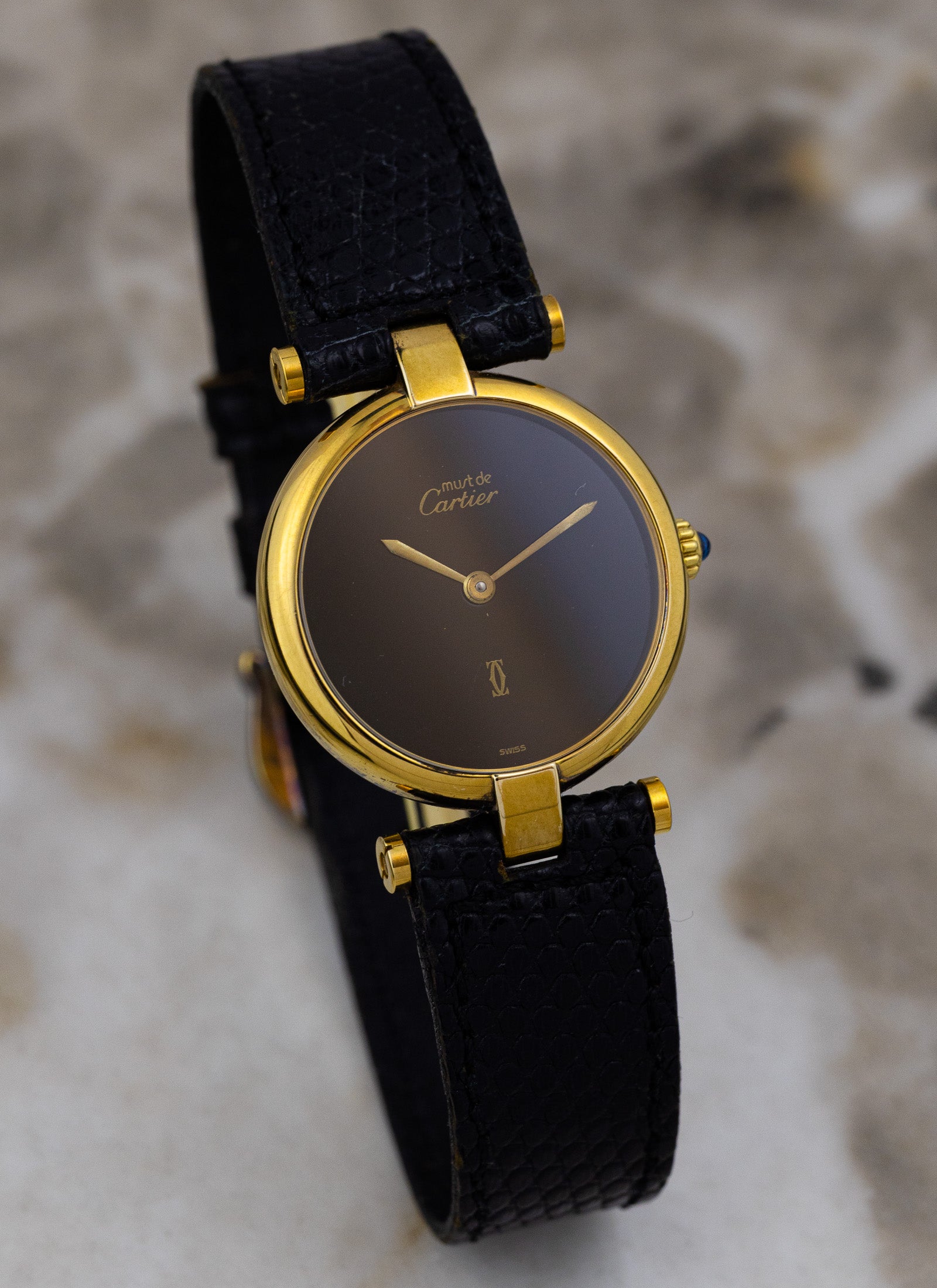 1990s Must de Cartier Vendome Black Dial