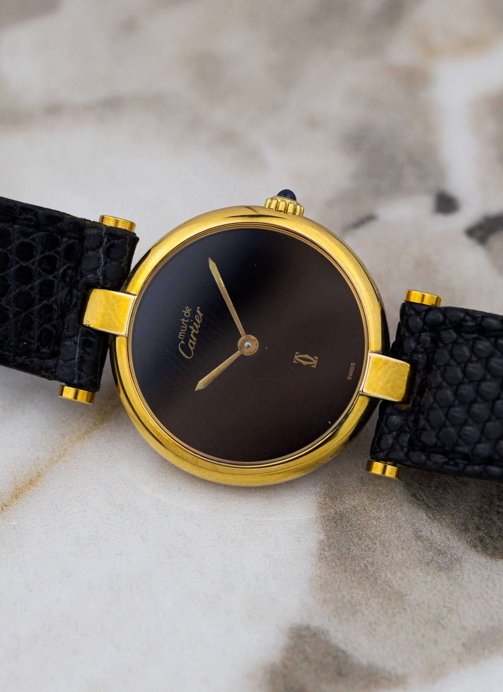 1990s Must de Cartier Vendome Black Dial