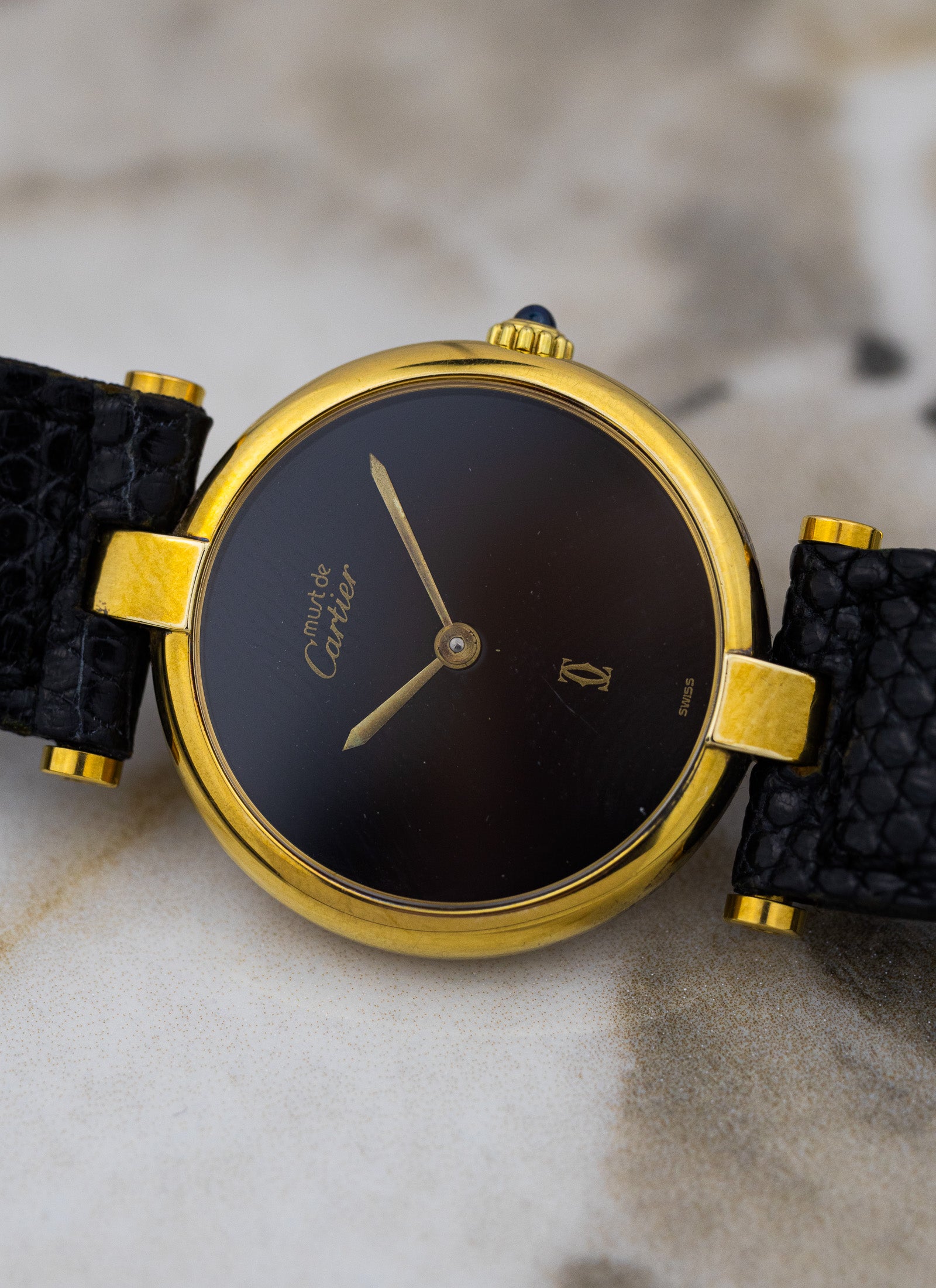 1990s Must de Cartier Vendome Black Dial