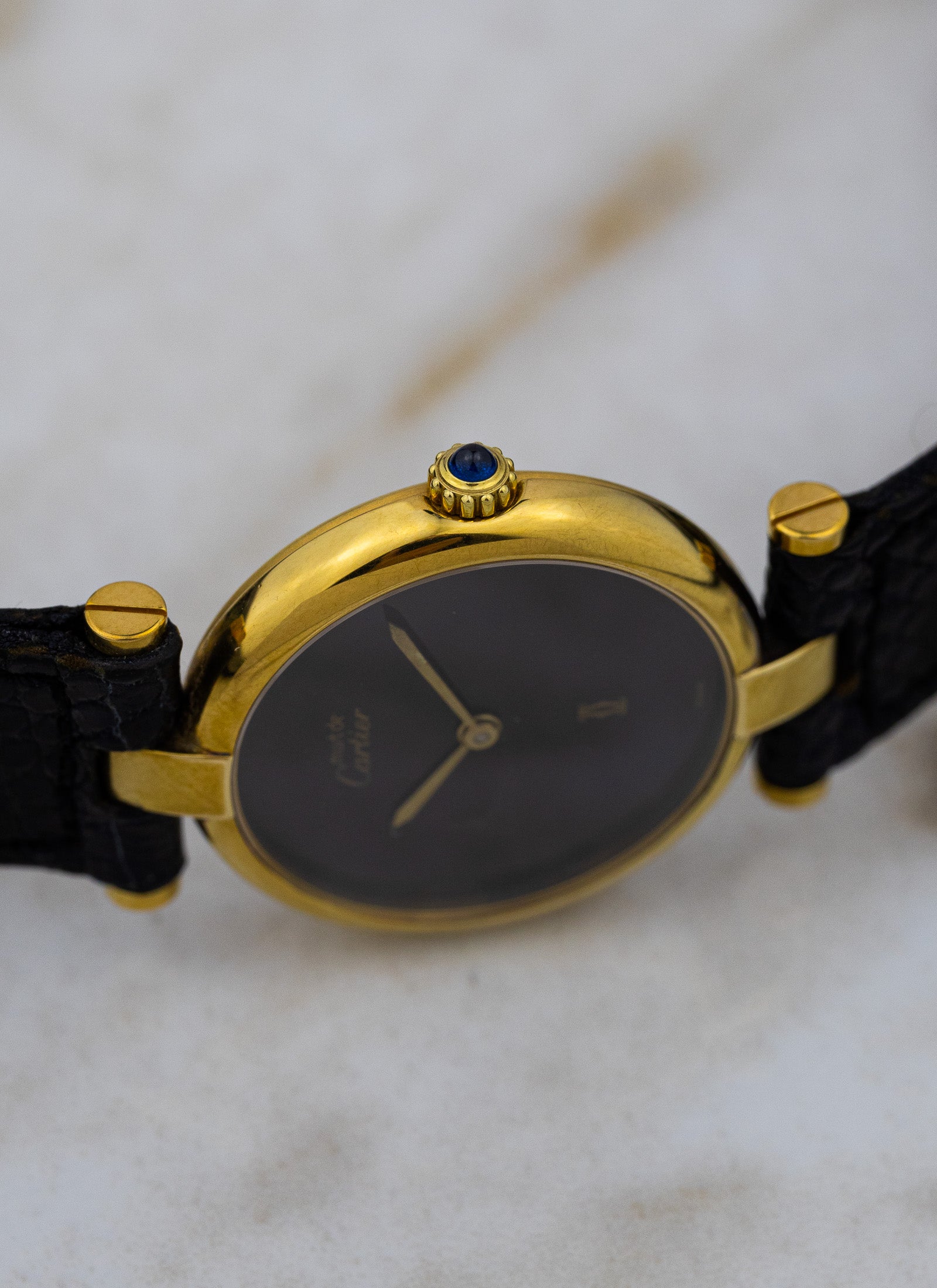 1990s Must de Cartier Vendome Black Dial