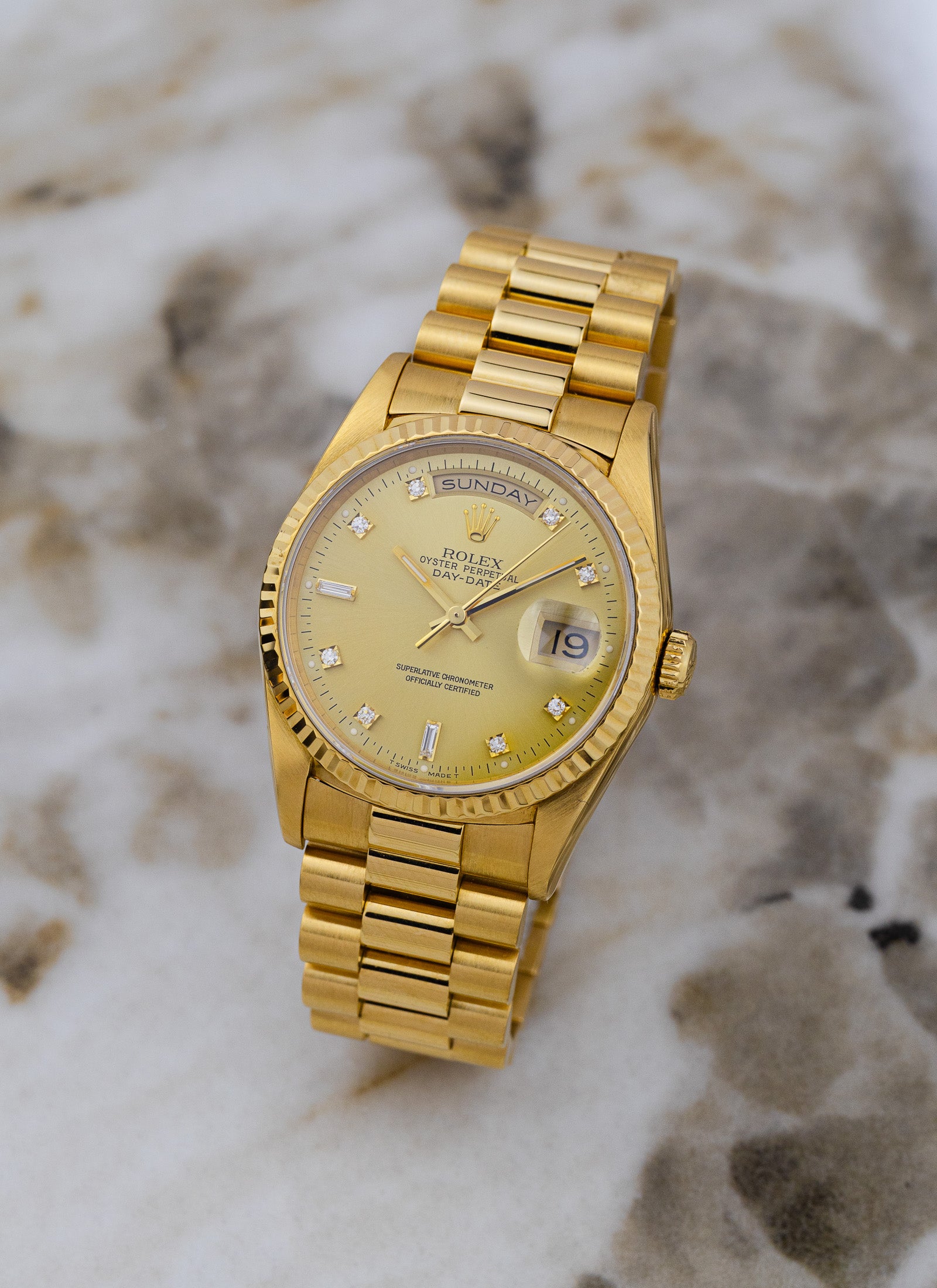 1994 Rolex Day-Date 18238 Factory Diamond Dial Full Set