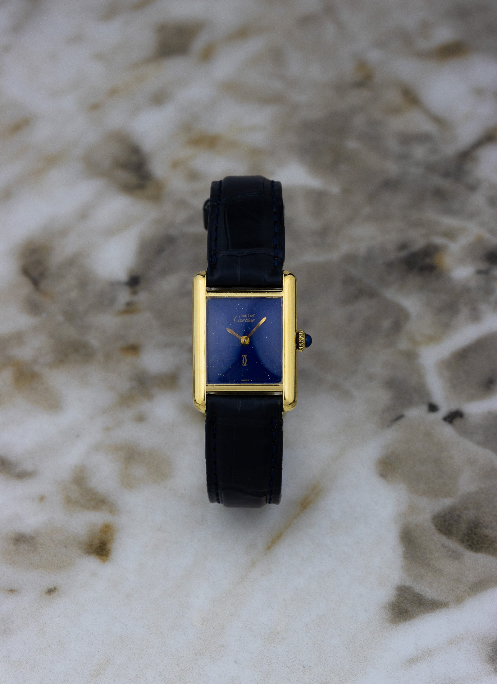 1970s Cartier Tank Lapis Lazuli Blue Dial