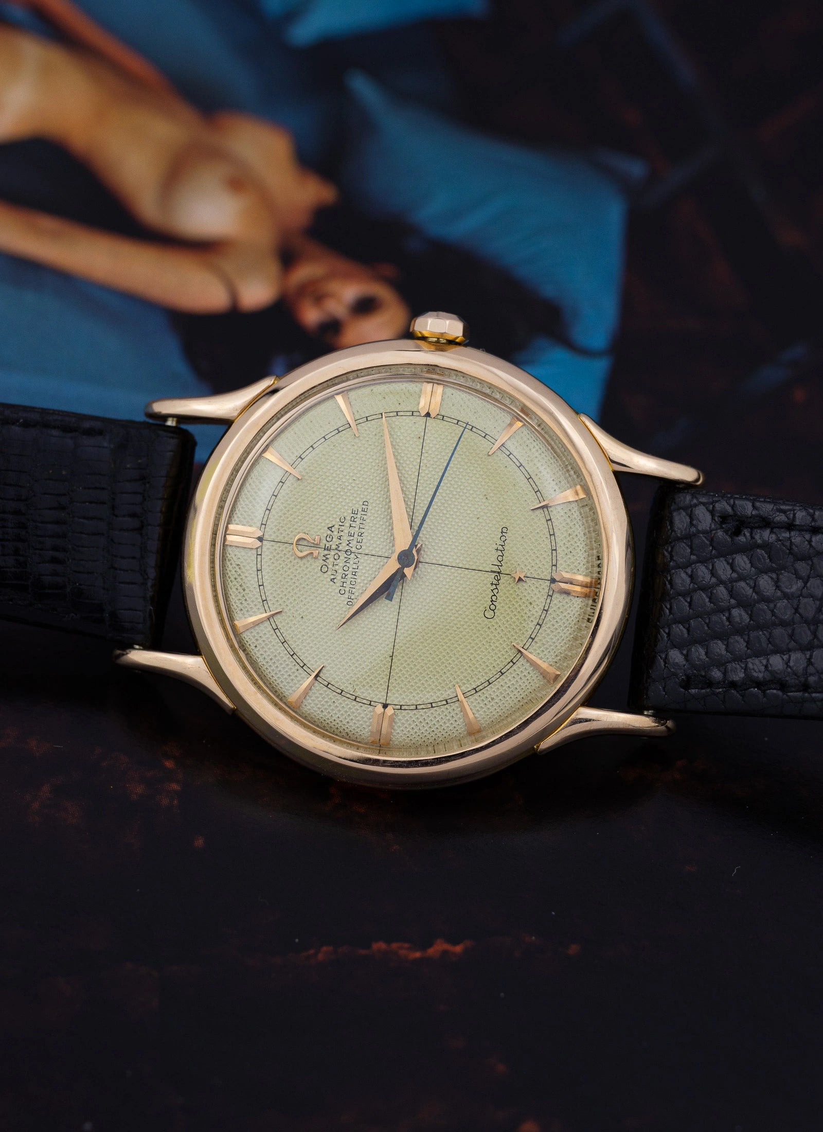 1951 18K Rose Gold Omega Constellation 2648 cal. 352 with Rare Honeycomb Crosshair Dial