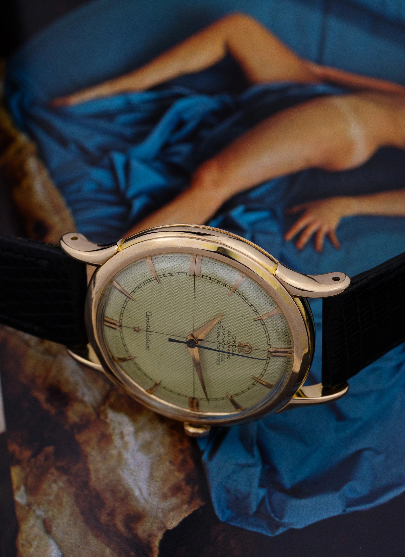 1951 18K Rose Gold Omega Constellation 2648 cal. 352 with Rare Honeycomb Crosshair Dial