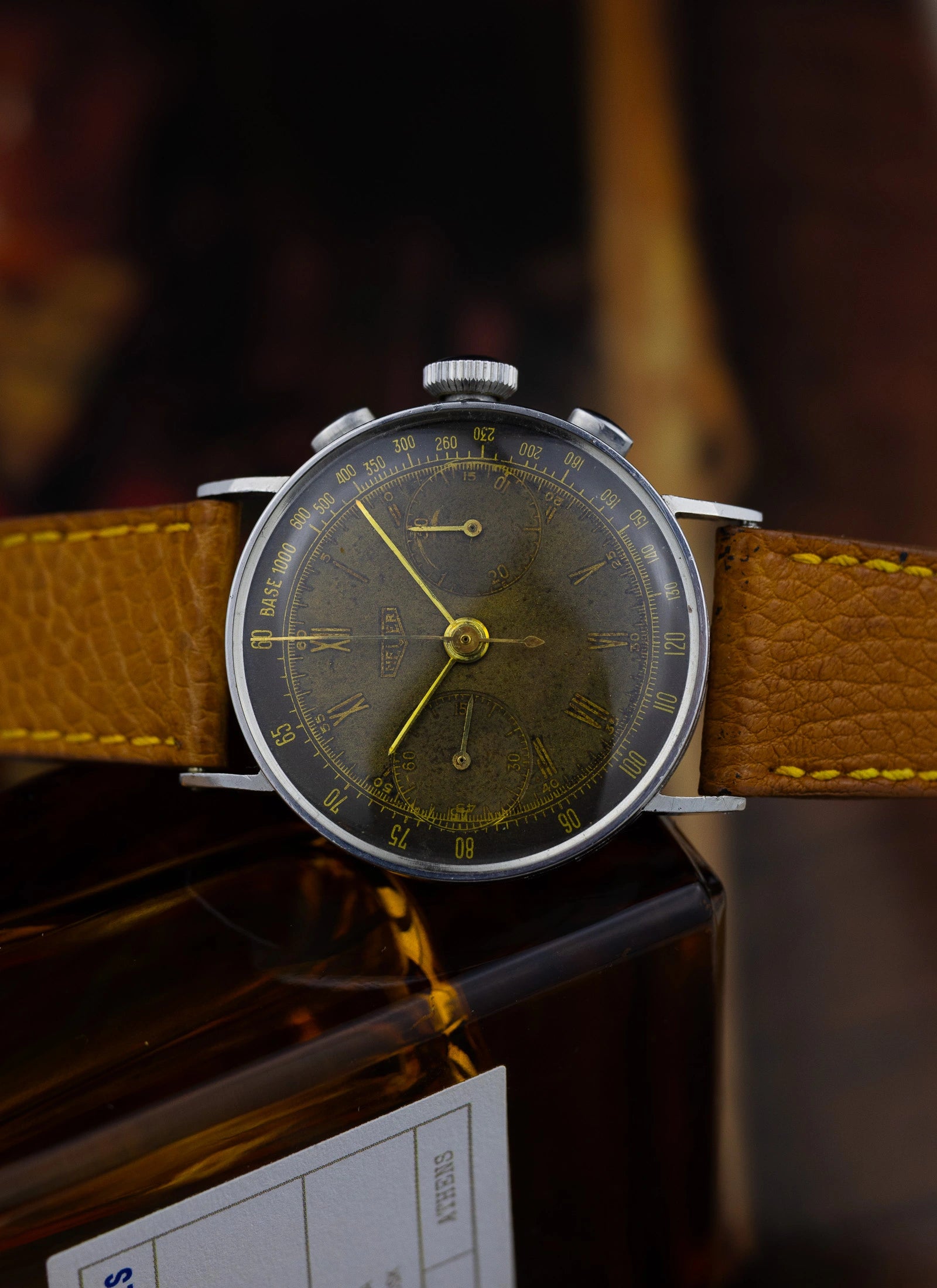 1942 Heuer 2402 Two Register Chronograph Tropical Dial Landeron 13