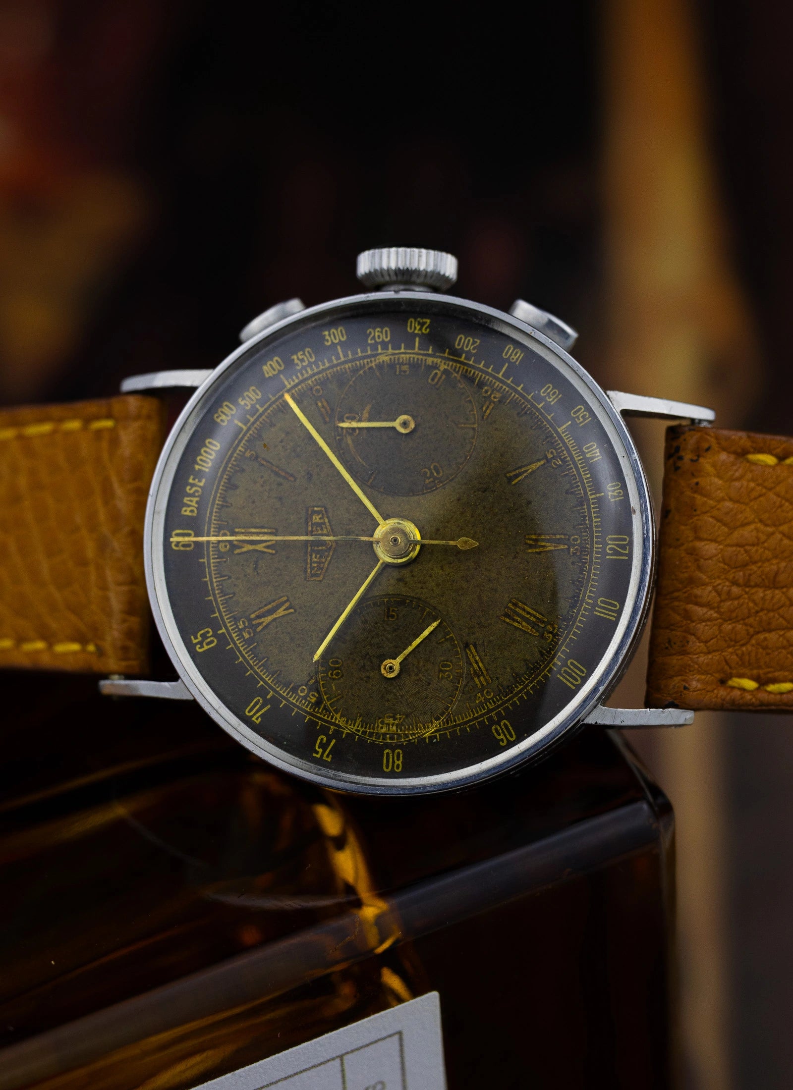 1942 Heuer 2402 Two Register Chronograph Tropical Dial Landeron 13