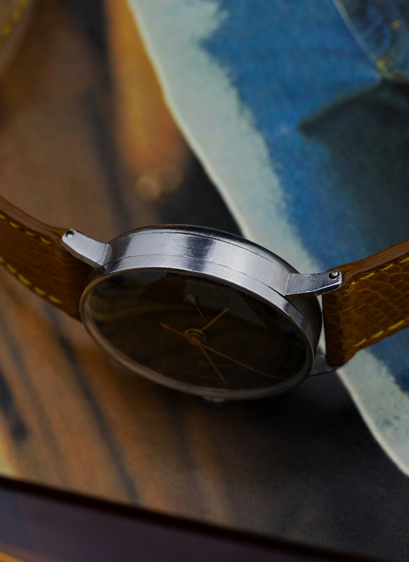 1942 Heuer 2402 Two Register Chronograph Tropical Dial Landeron 13