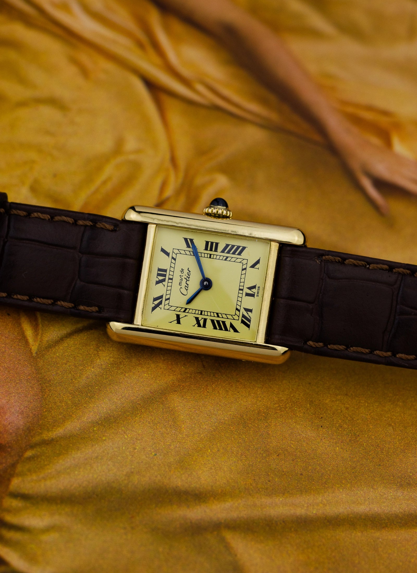 1980s Lady Cartier Must Tank Ivory Manual Winding