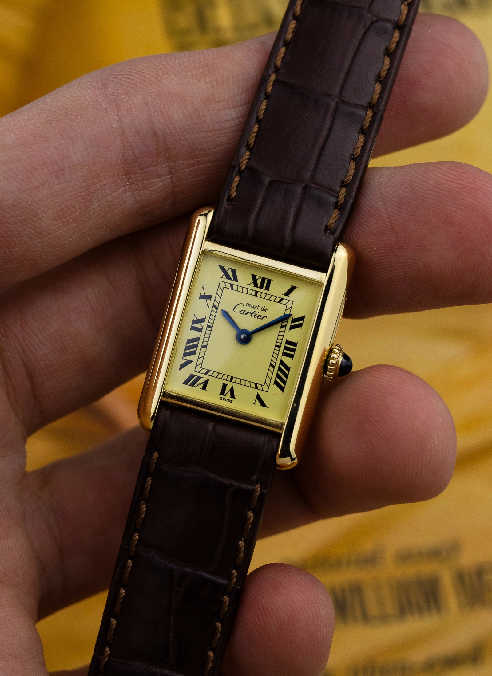 1980s Lady Cartier Must Tank Ivory Manual Winding