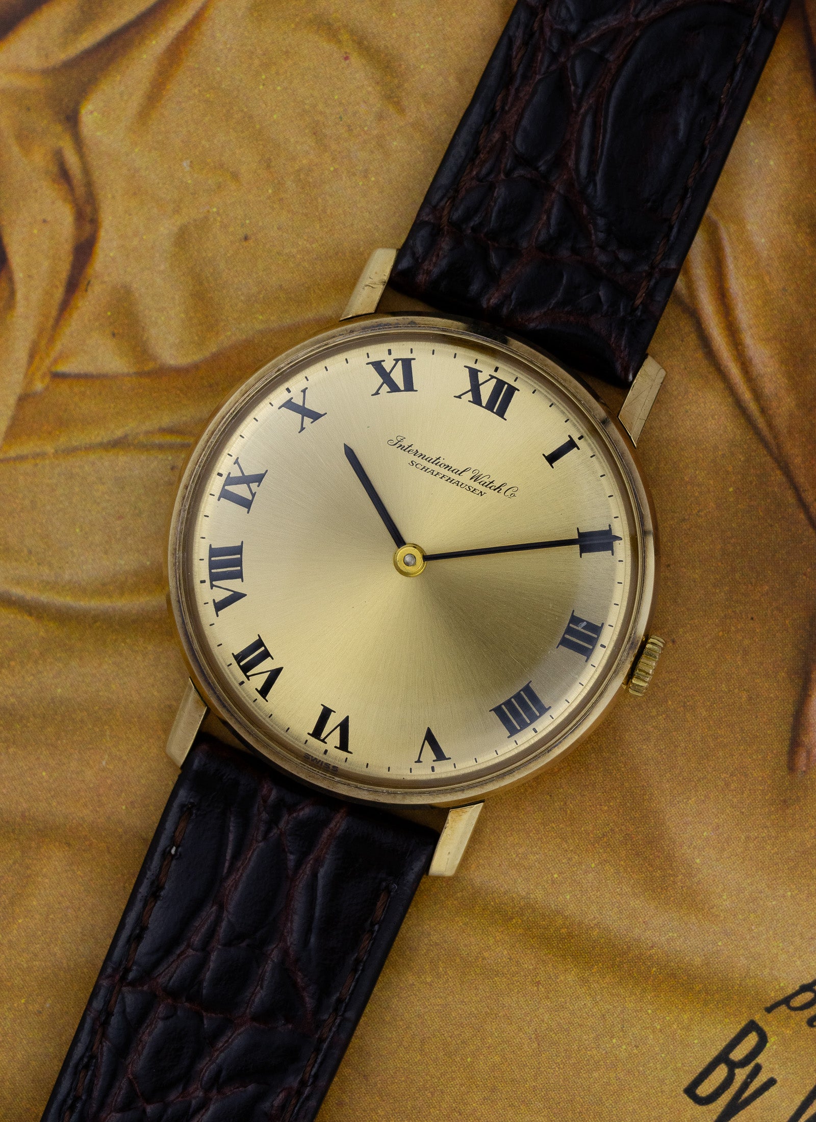 1960s 9K IWC Schaffhausen Roman Gold Dial cal. 423