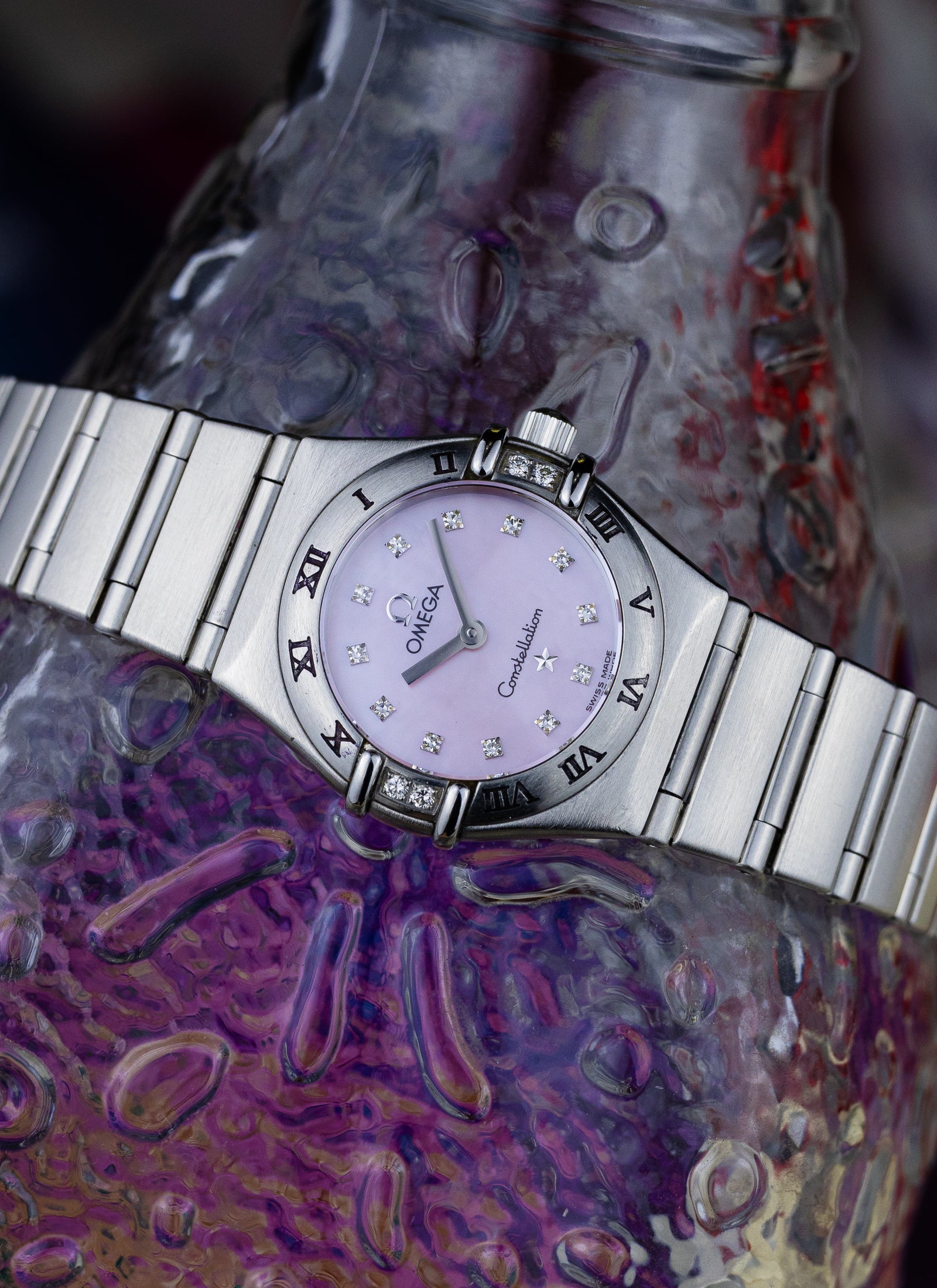 1998 Lady Omega Constellation Diamonds Pink MOP 1567.66.00 cal. 1456 Full Set