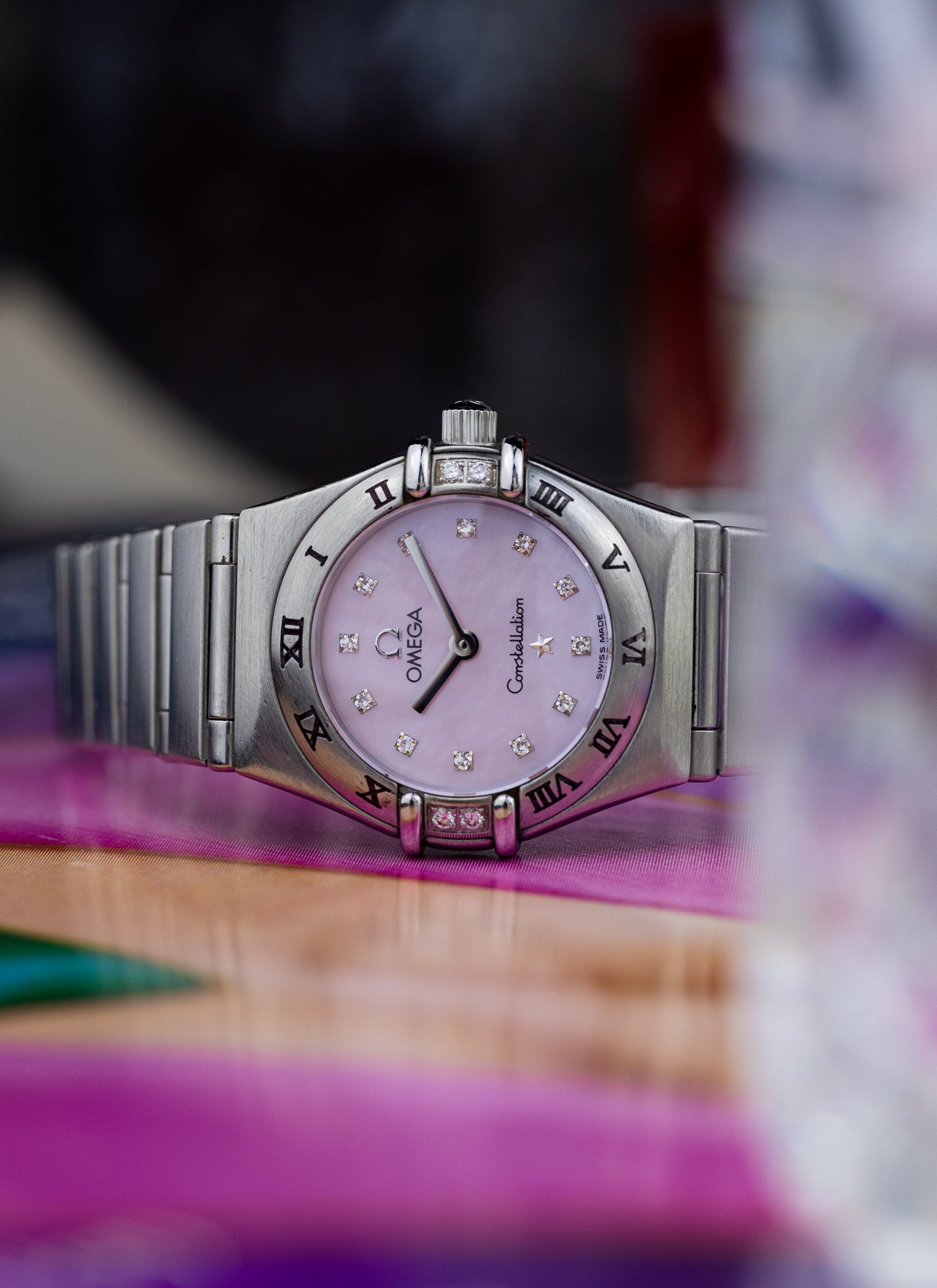 1998 Lady Omega Constellation Diamonds Pink MOP 1567.66.00 cal. 1456 Full Set