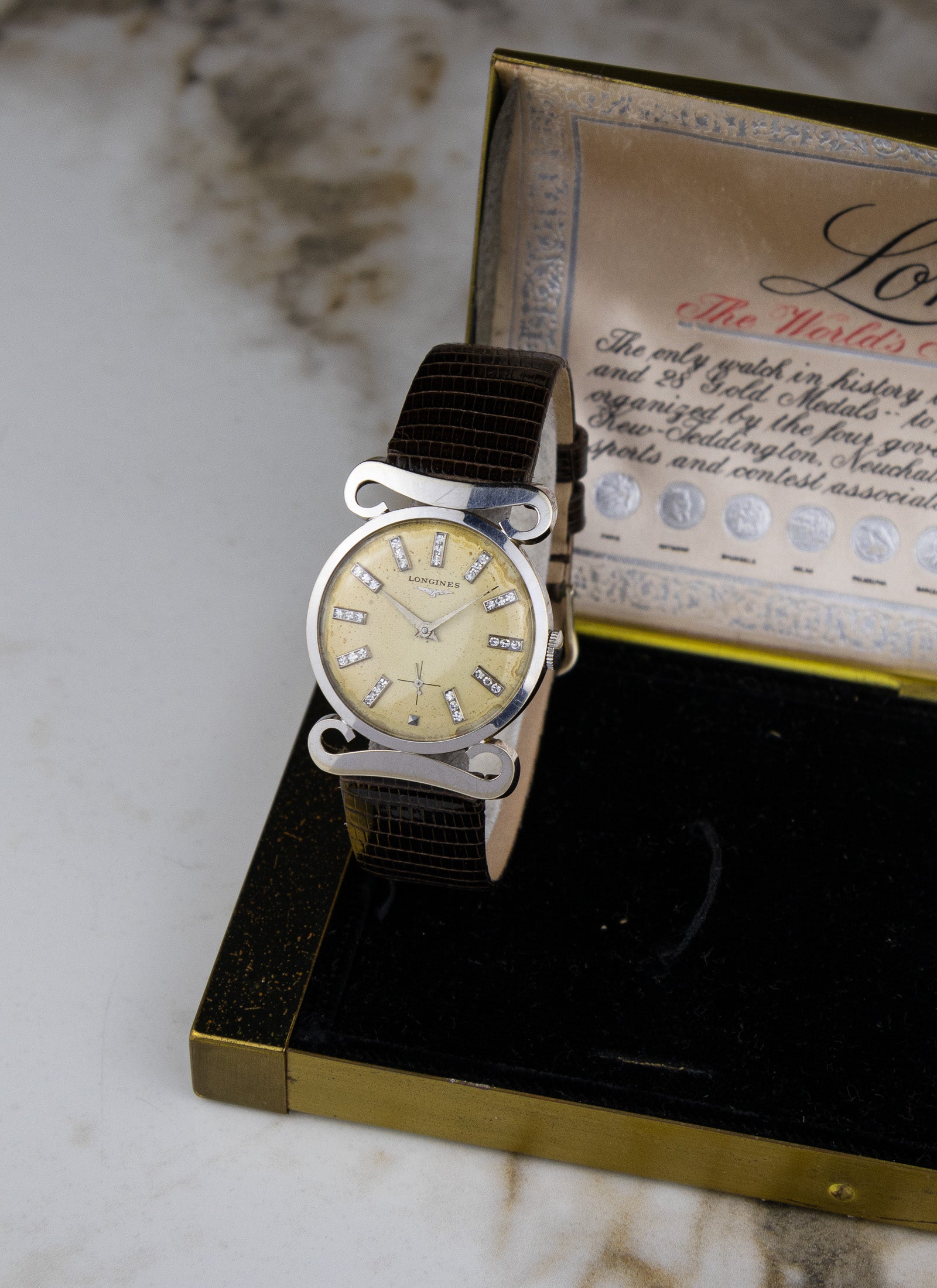1953 14K Longines Diamond Dial Full Set 22L