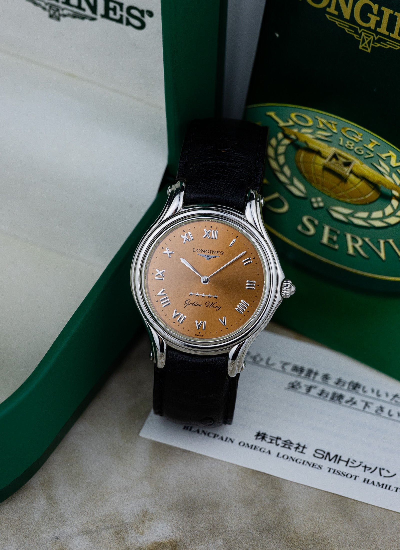 1998 Longines Golden Wing Salmon Dial L3.605.4.982 Full Set