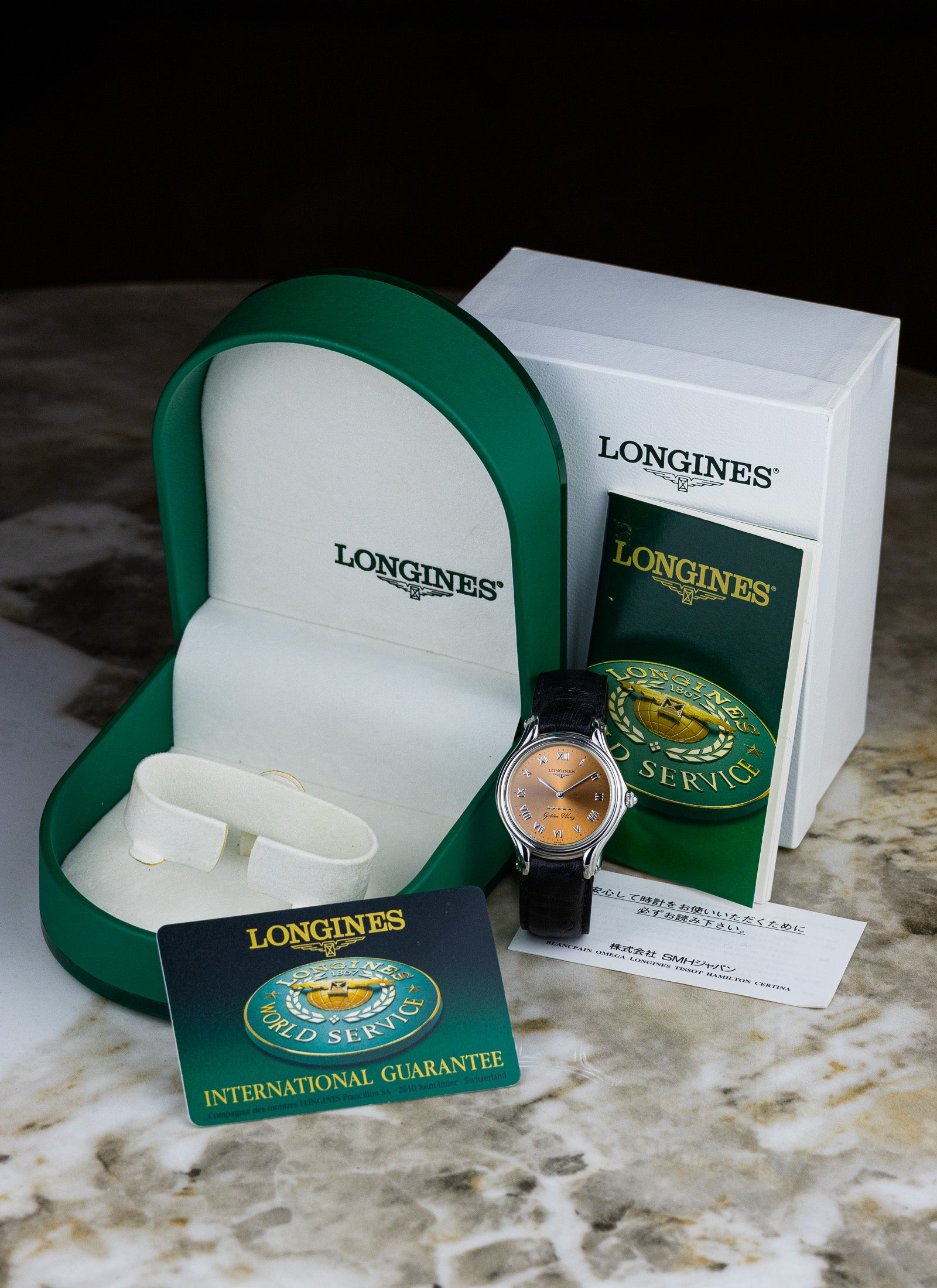 1998 Longines Golden Wing Salmon Dial L3.605.4.982 Full Set