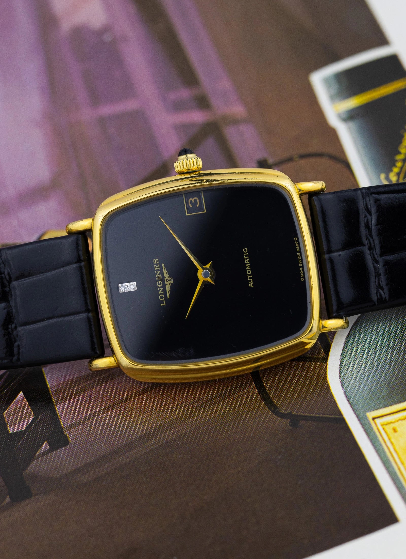 1970s Longines Black Dial & Diamonds 6397 6 cal. L994.1 Box