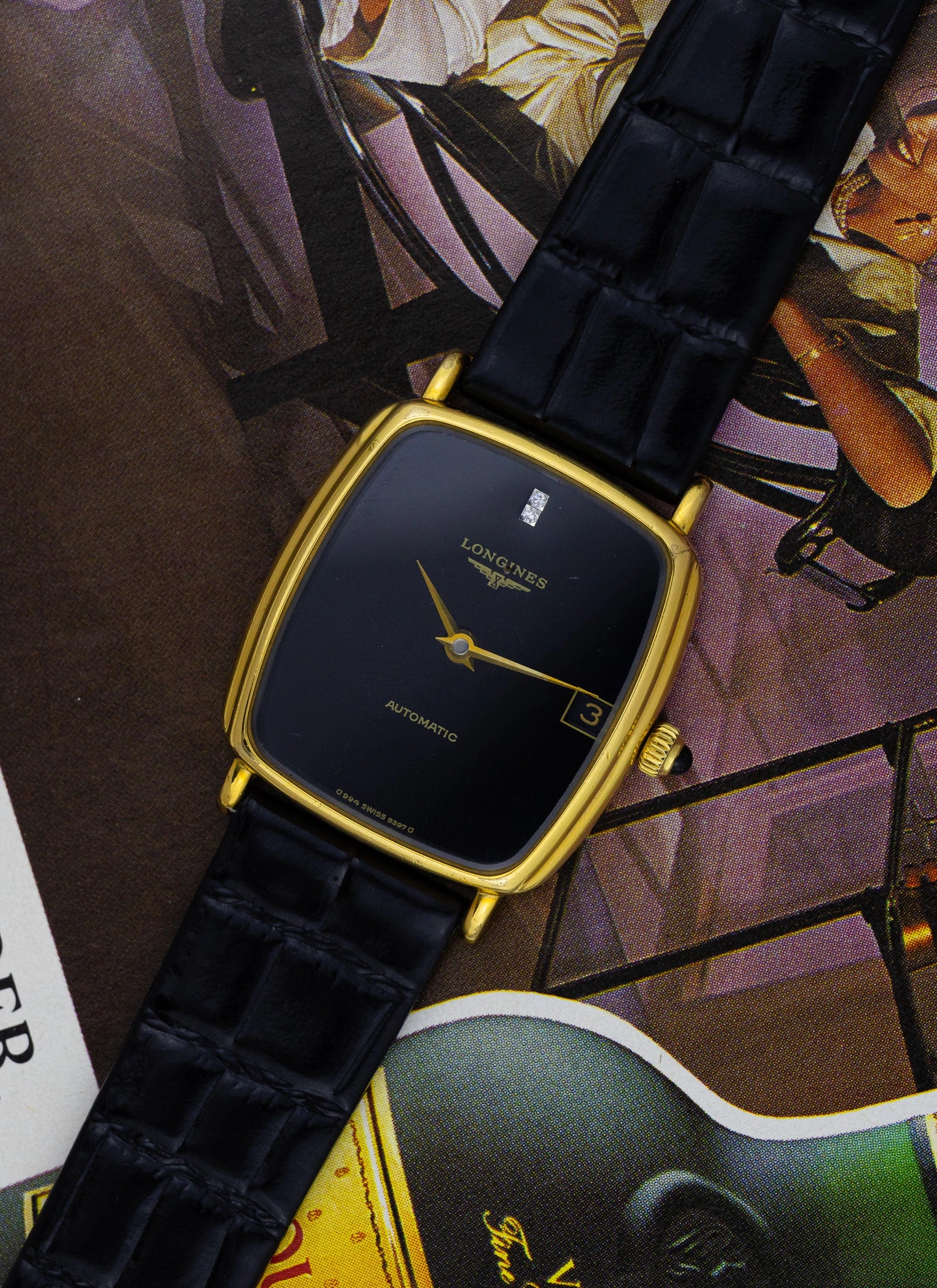 1970s Longines Black Dial & Diamonds 6397 6 cal. L994.1 Box