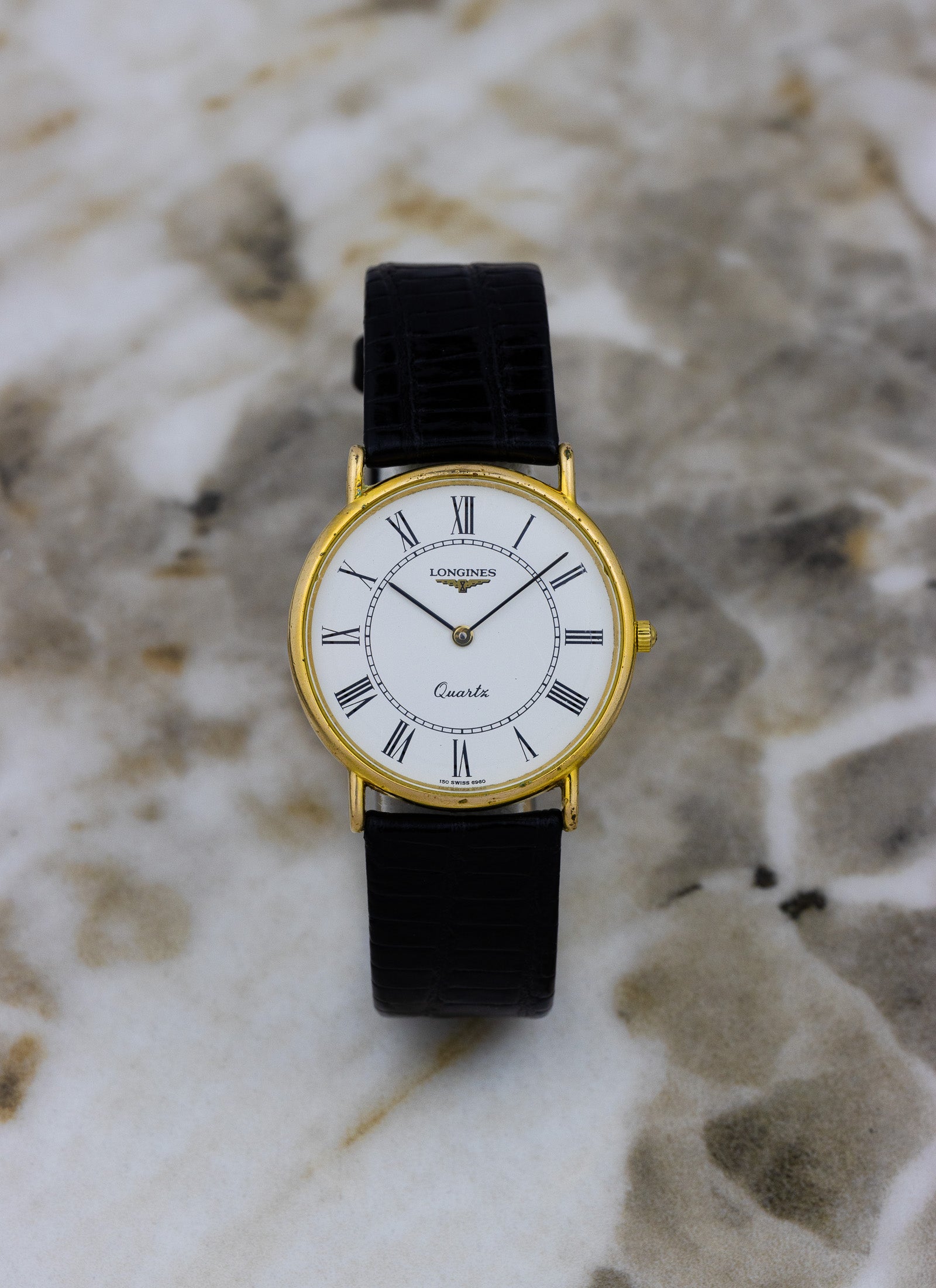 1980s Longines Quartz White Roman Dial 150 7117