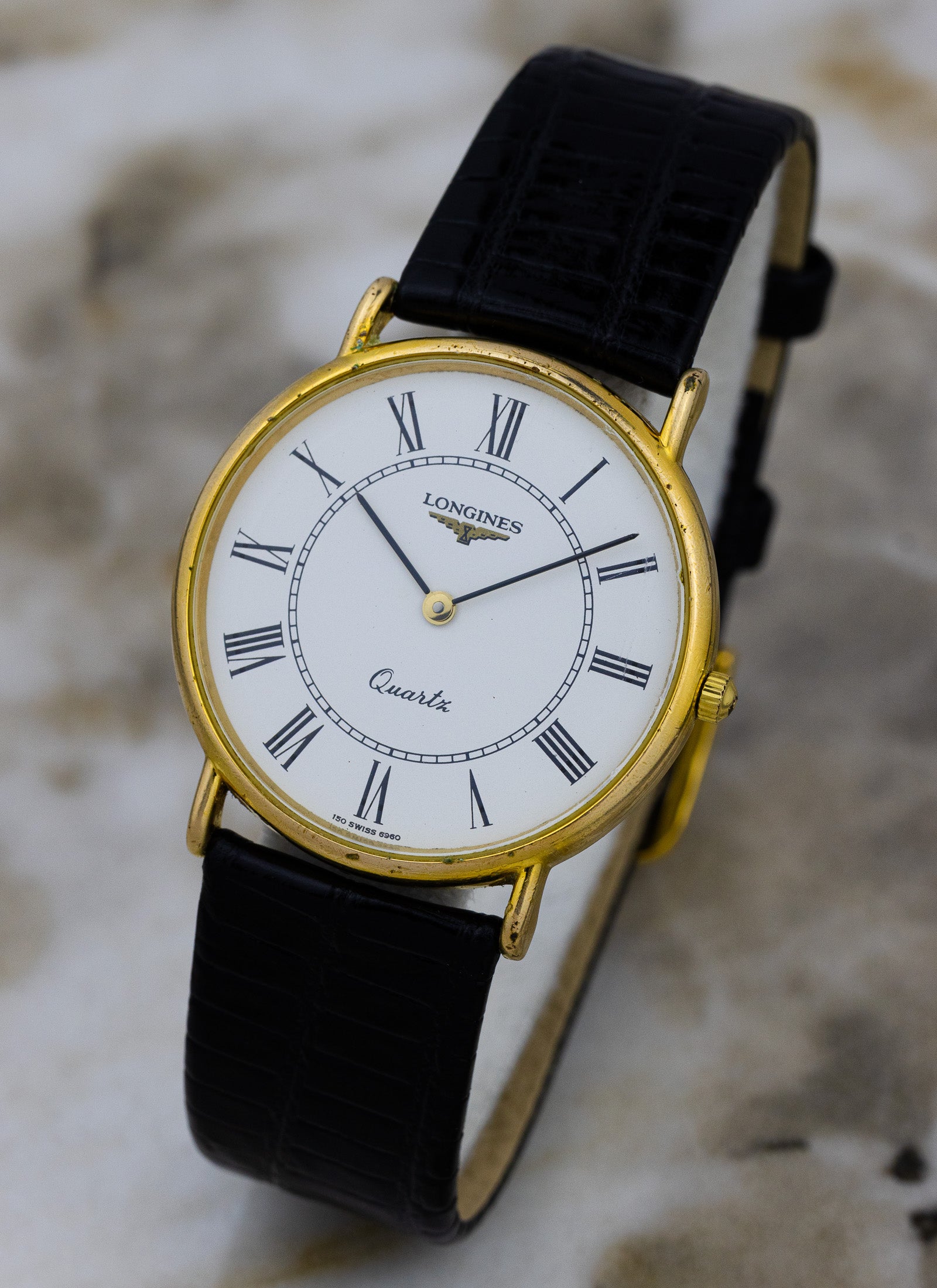 1980s Longines Quartz White Roman Dial 150 7117
