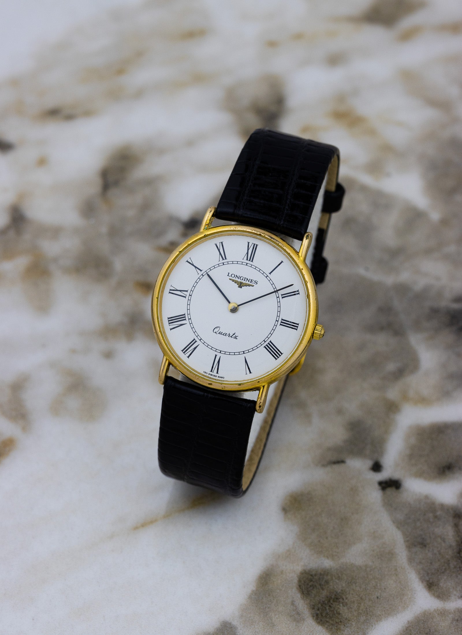 1980s Longines Quartz White Roman Dial 150 7117