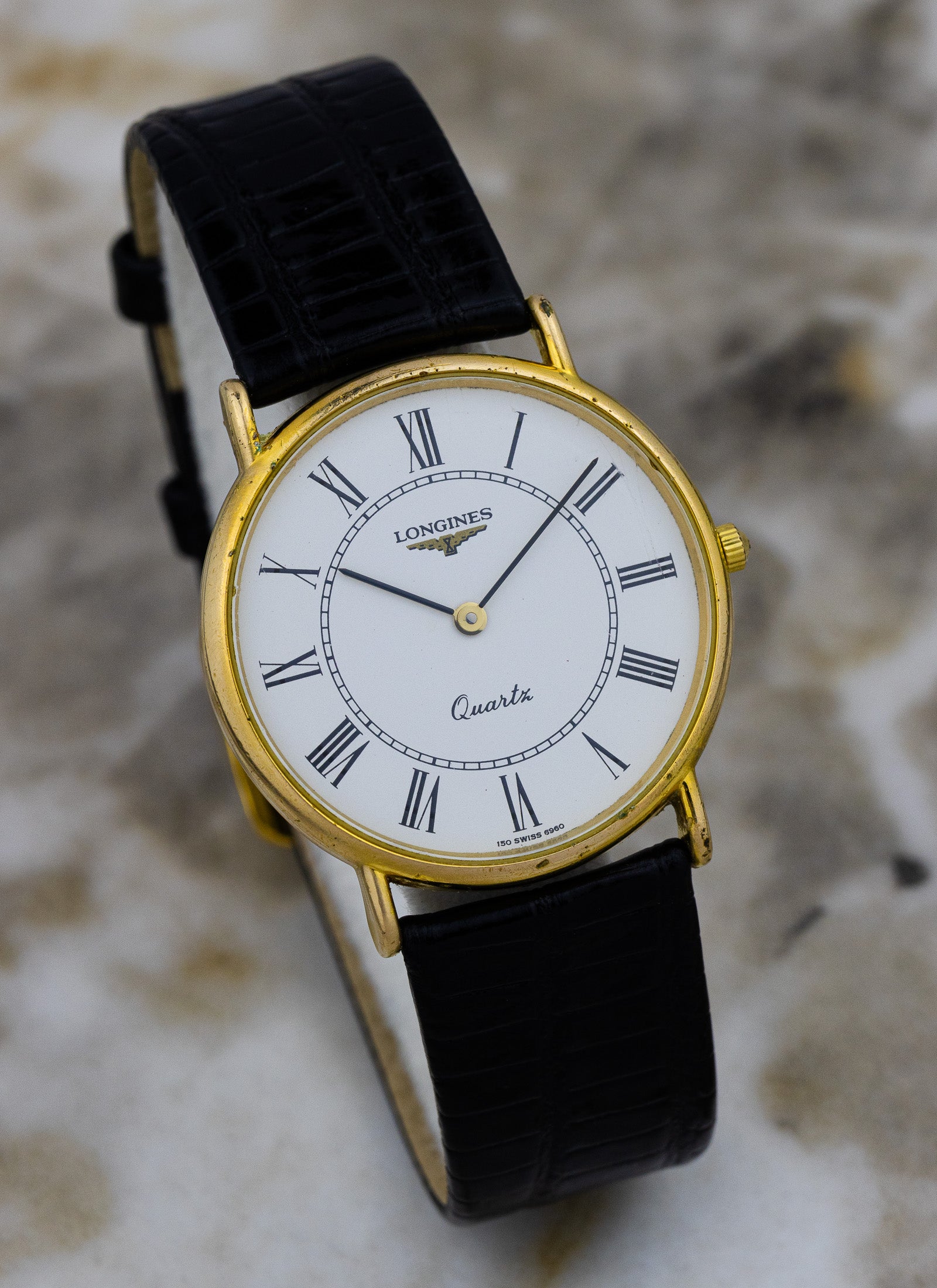 1980s Longines Quartz White Roman Dial 150 7117