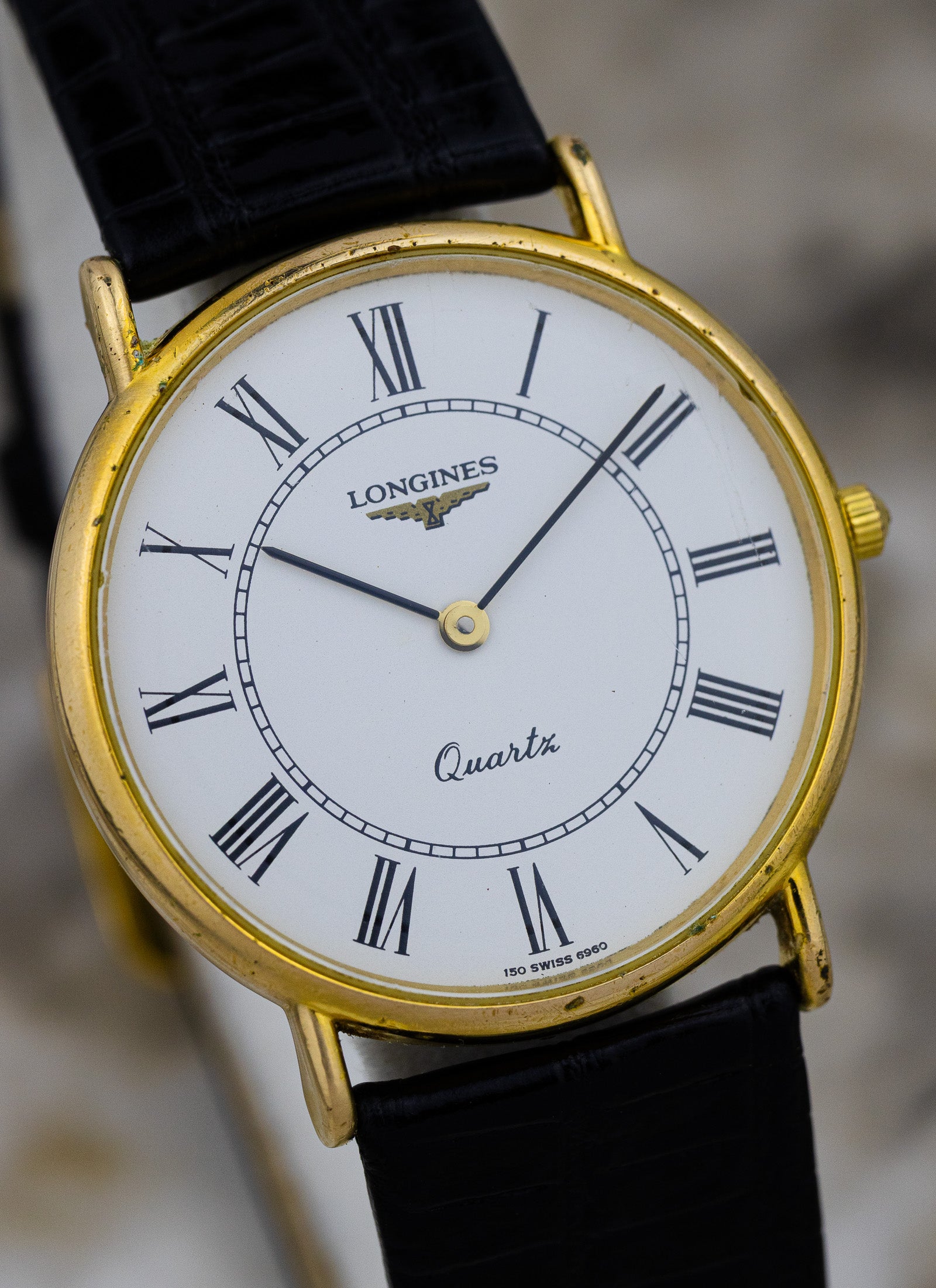 1980s Longines Quartz White Roman Dial 150 7117