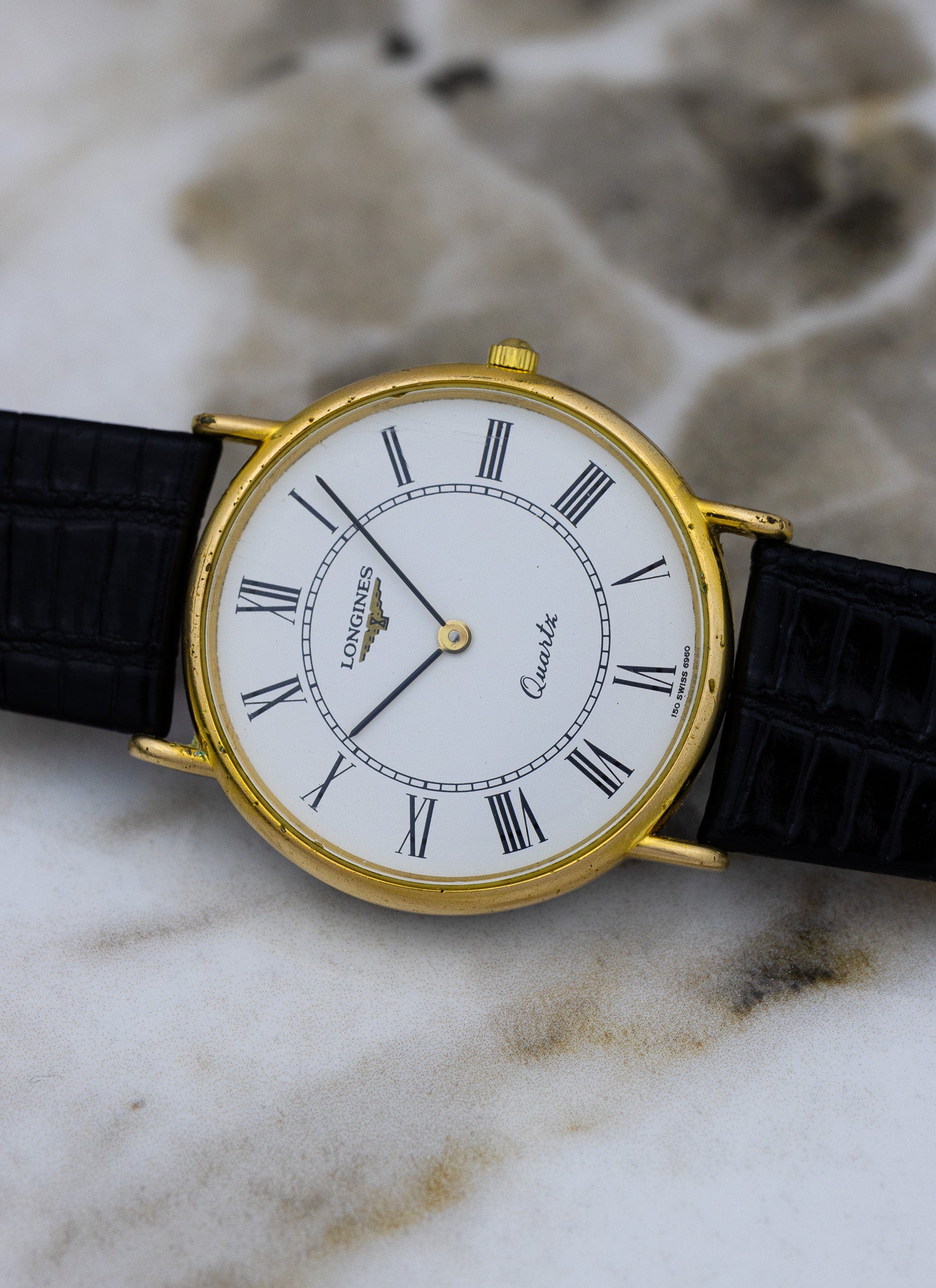 1980s Longines Quartz White Roman Dial 150 7117