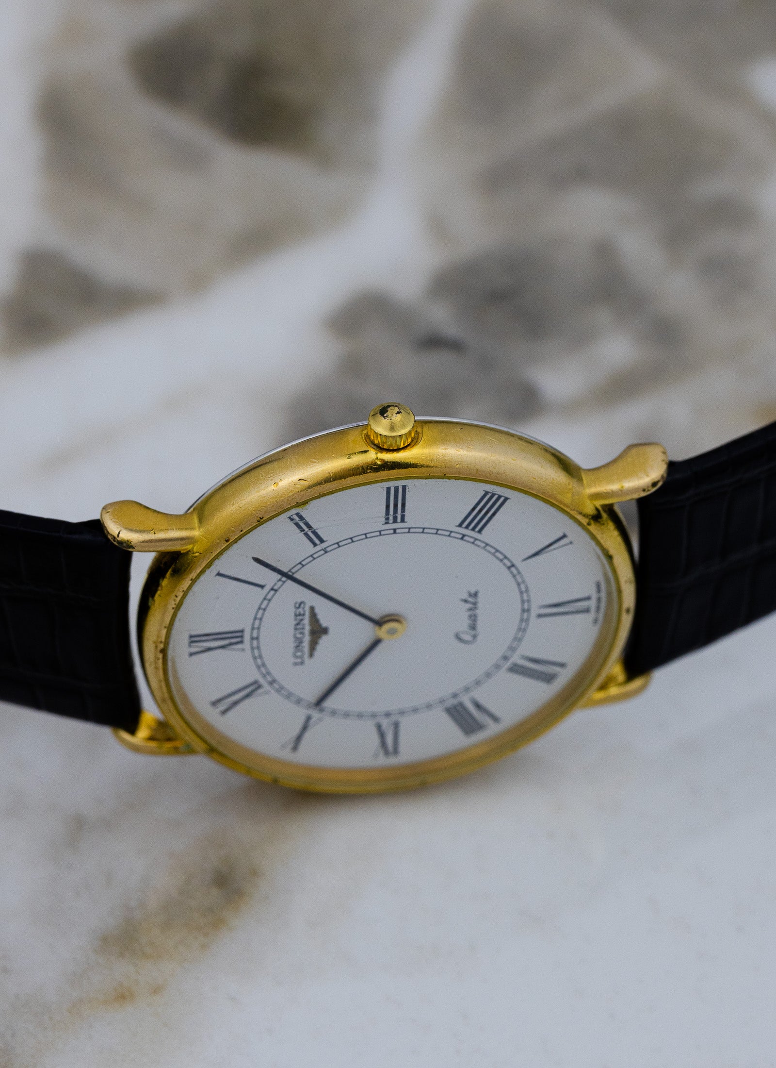 1980s Longines Quartz White Roman Dial 150 7117