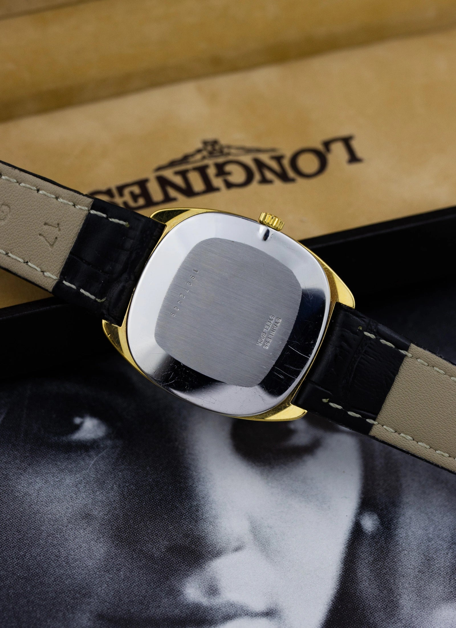 1970s Longines Square Black Roman Dial 4450 cal. L847.4 Serviced Box