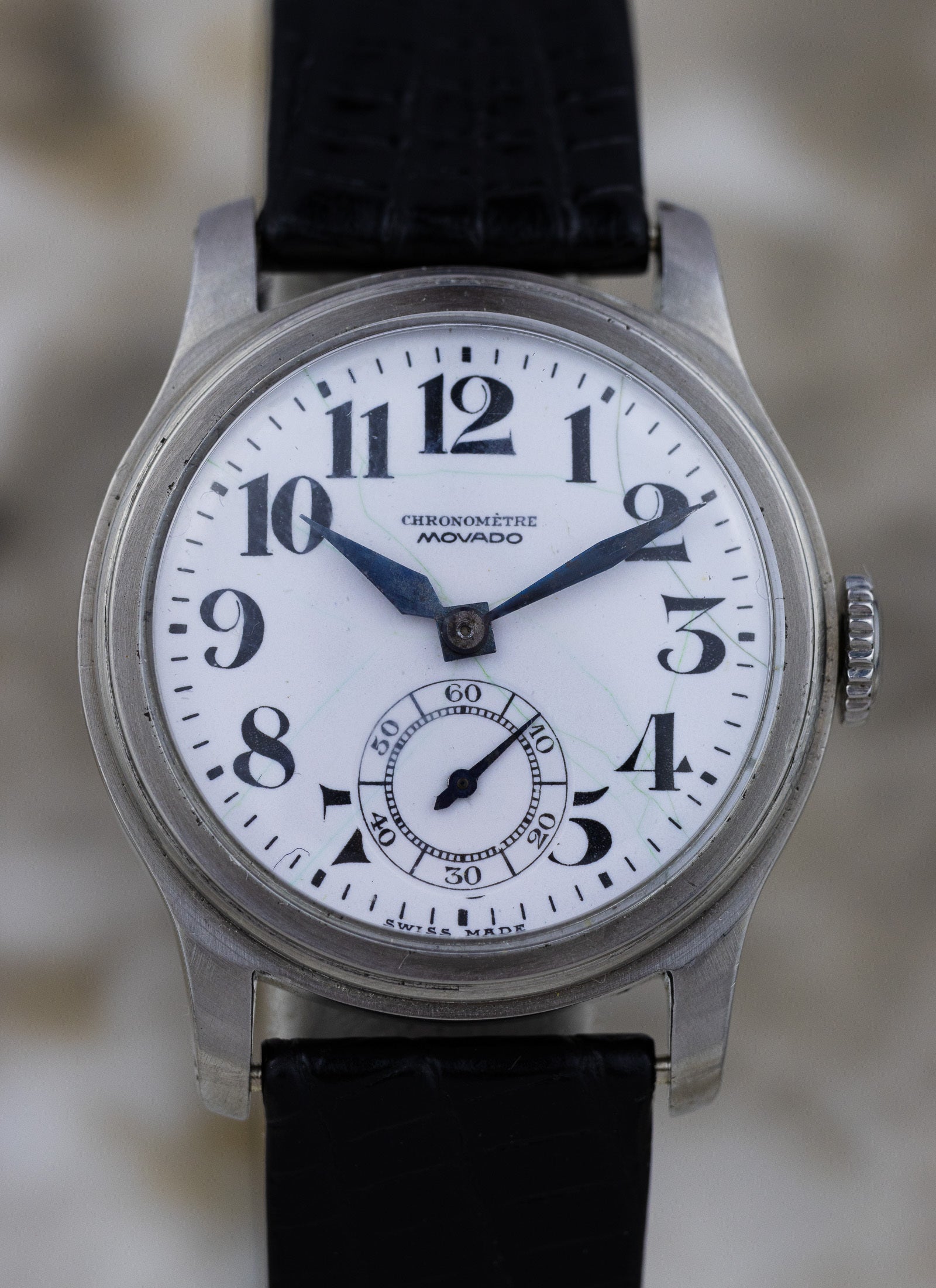 1940s Movado Chronometre Blued Hands