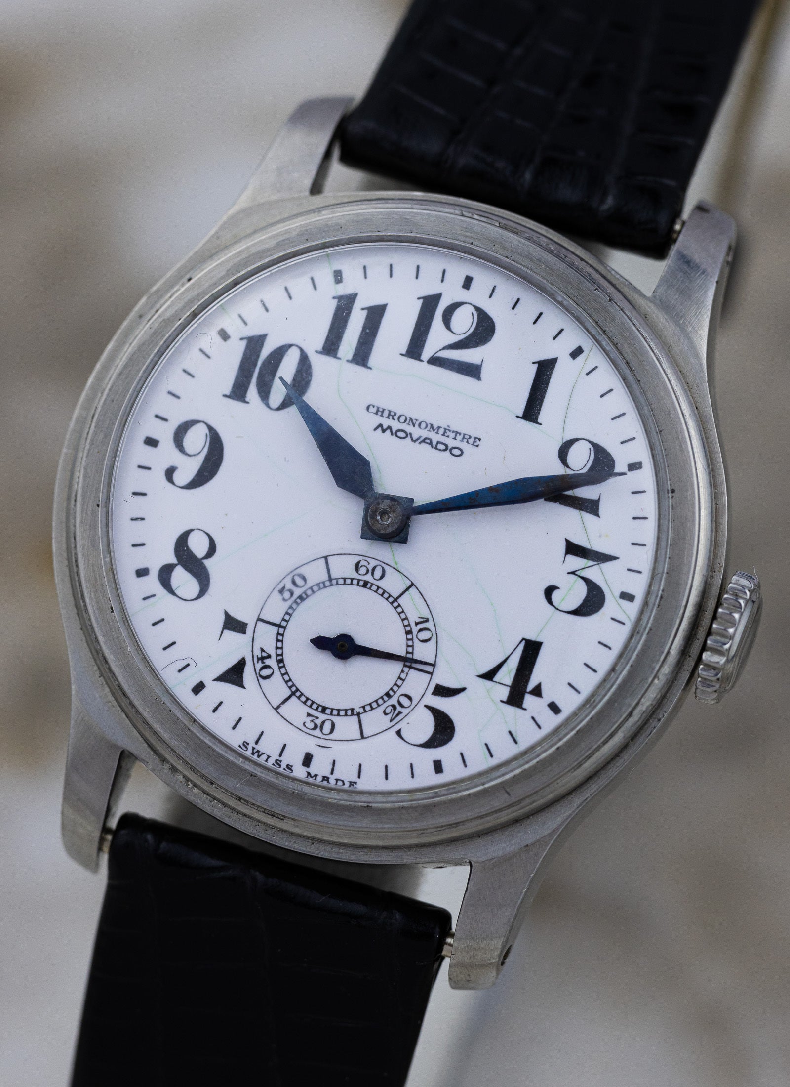 1940s Movado Chronometre Blued Hands